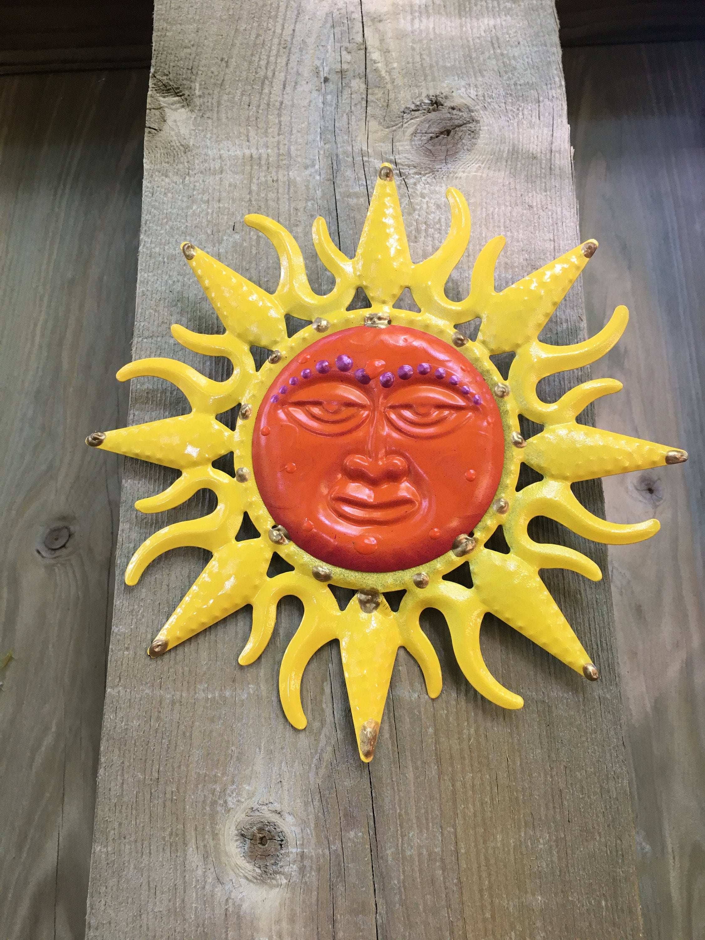 Metal Garden Sun Face, Fence Decoration,patio Decor, Wall Or Privacy A6D