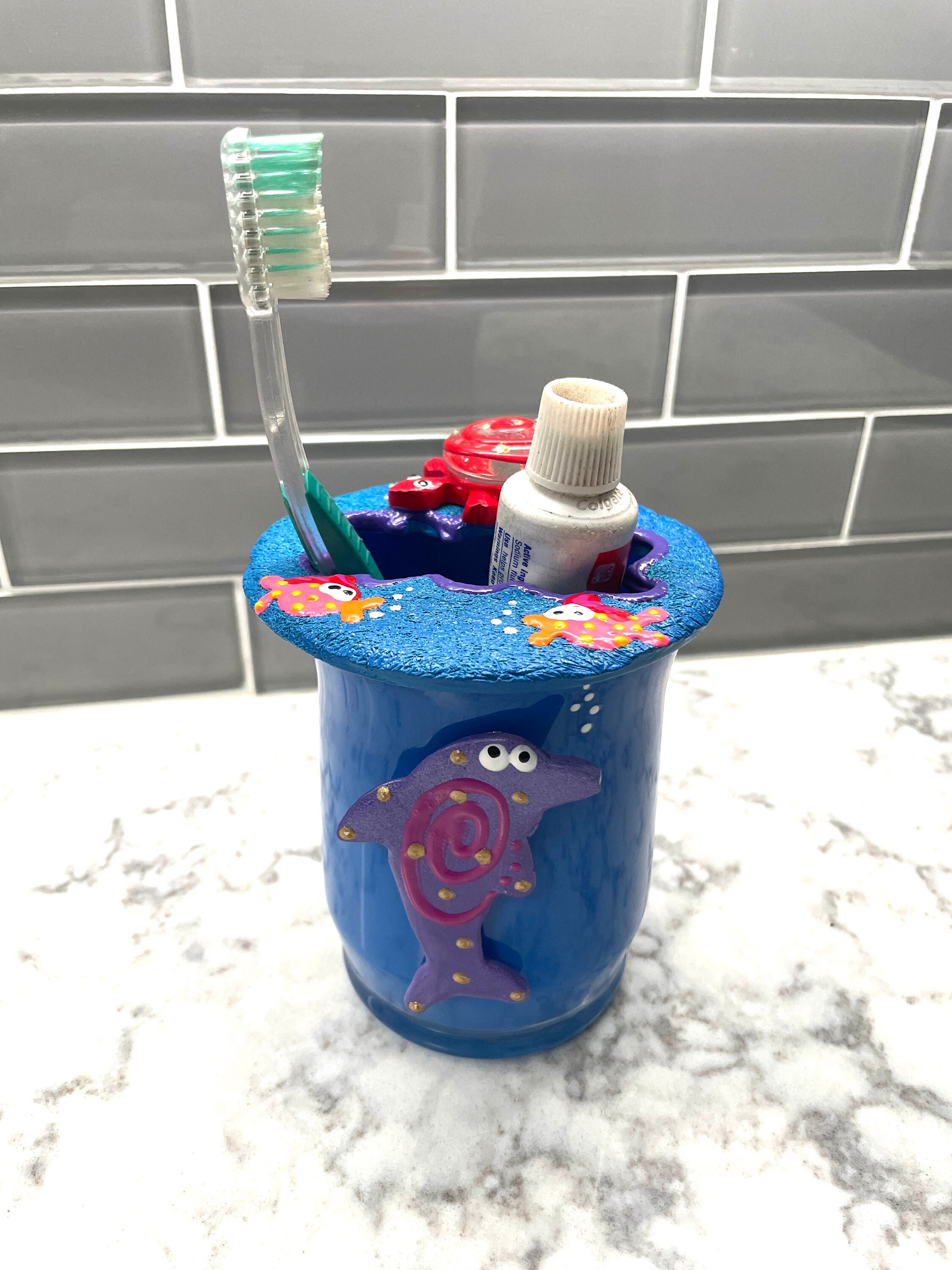 Fish Toothbrush Holder, Pen Holder, Underwater Fish Room Decor, Beach