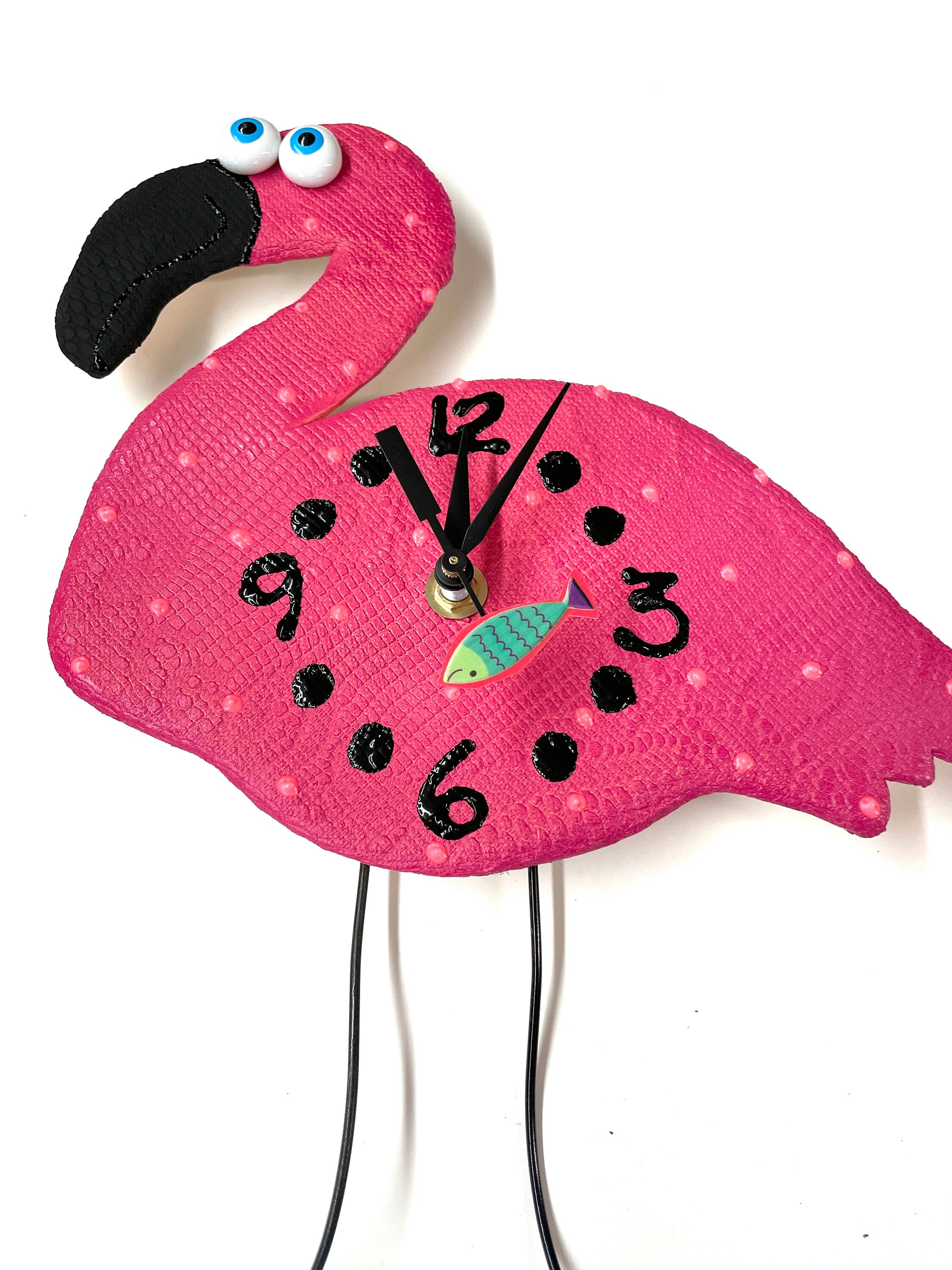 PINK FLAMINGO WALL CLOCK DECORATIVE BIRD GIFT FLORIDA ART DECOR 