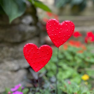 Set of Two 3 inch Red Heart Garden Stakes,Lover's Gift,Heart Plant Art Potted plants,Garden Sculpture,Valentines Day Gift For Her image 9