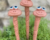 Set Of Three Garden Worms Water Sensor Worms for your Garden or planters,8'' Ceramic Worms Happy Garden Plant Worms-Garden Worm Plant Worm