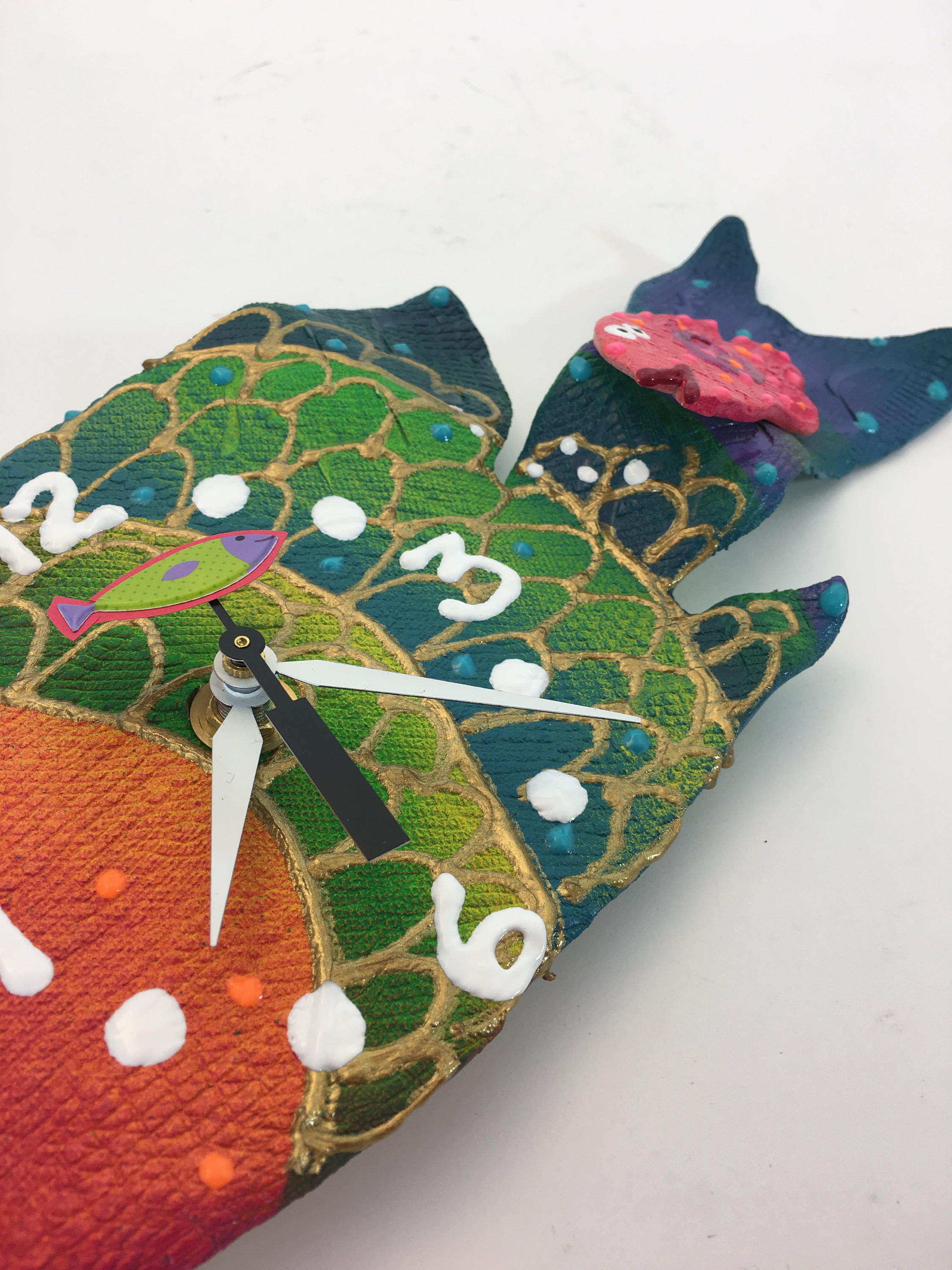 Kids Clock, Fish Clock, Wall Hanging Fish Clock, Underwater Fish Room