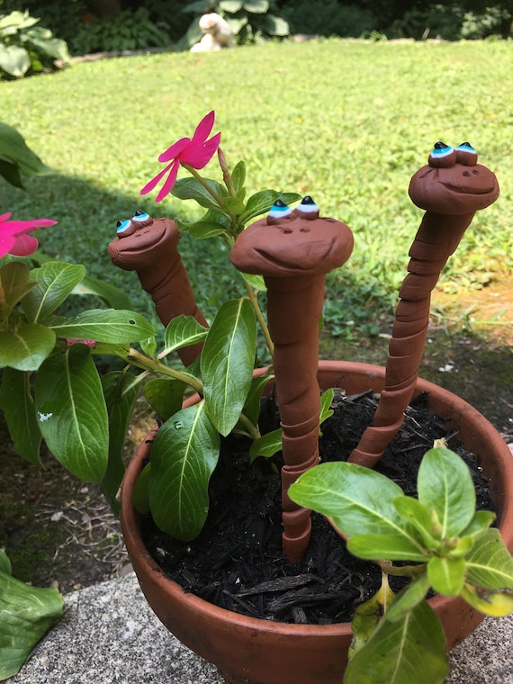 Set of Three Garden Worms Water Sensor Worms for Your Garden or  Planters,8'' Ceramic Worms Happy Garden Plant Worms-garden Worm Plant Worm  - Etsy Israel