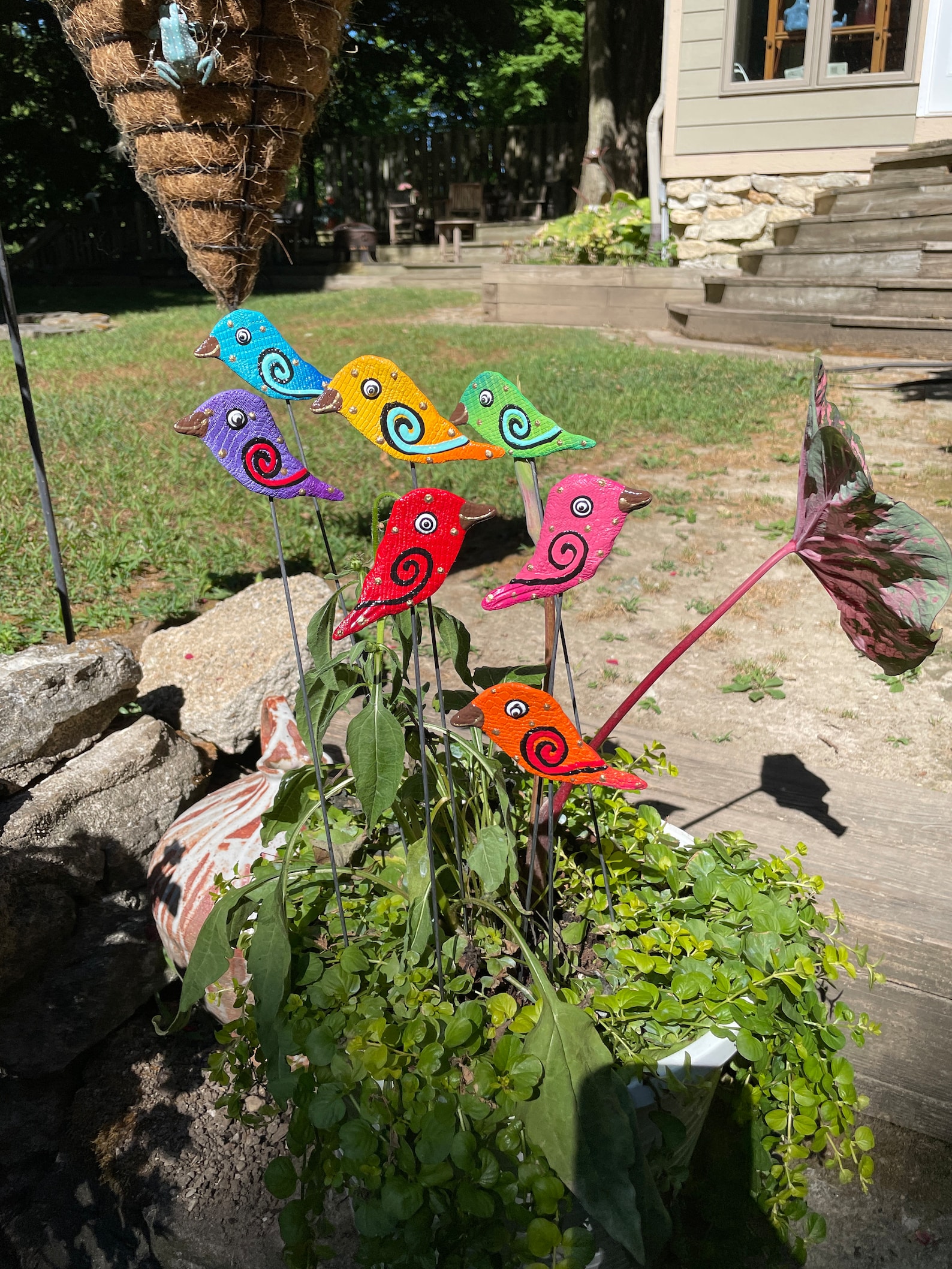 7 Yard Art Bird Garden Stakes,bird Garden Art,potted Plants, Great Gift