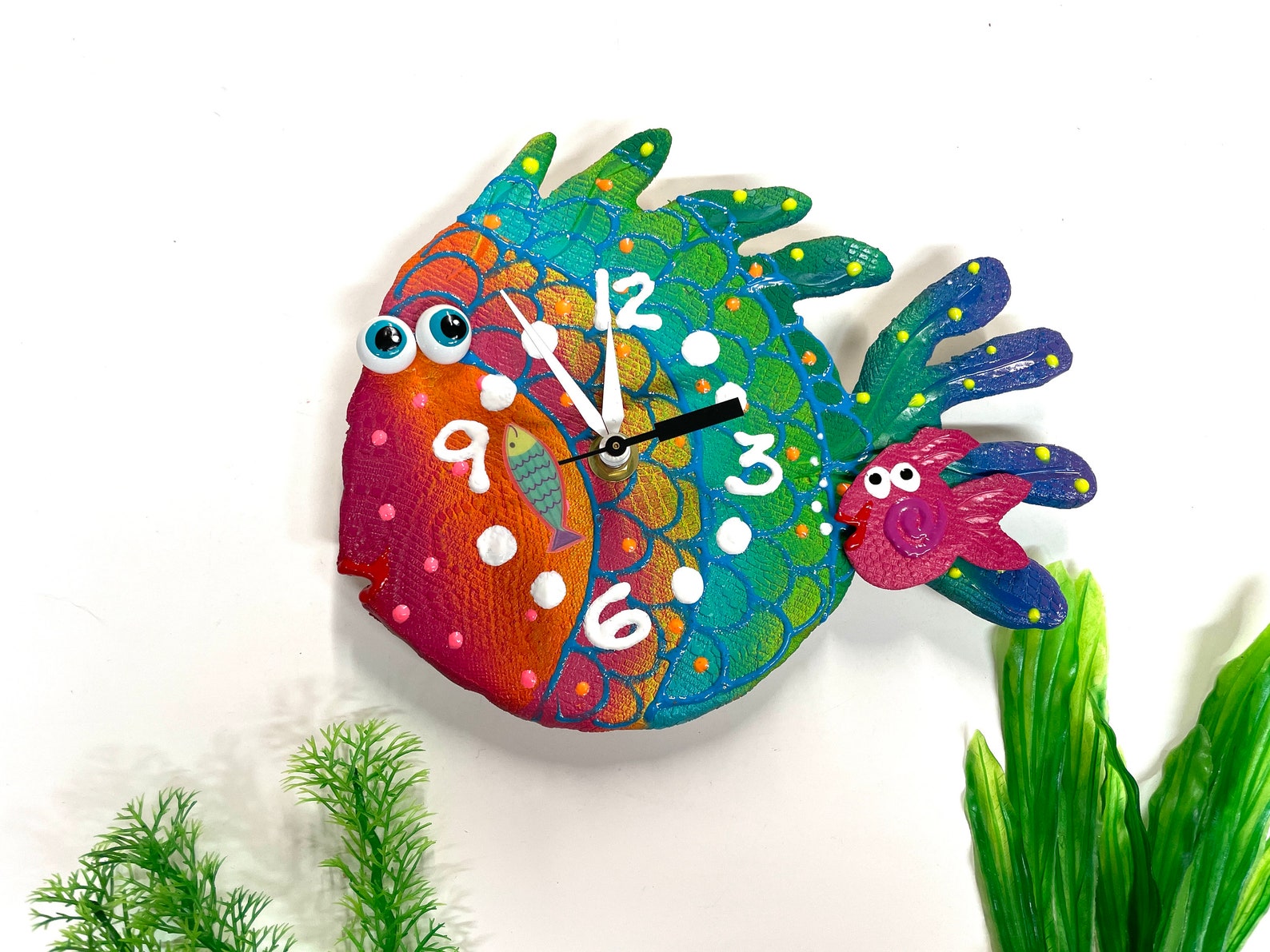 Fish Wall Clock Blowfish Clockwall Art Beach House Wall Art Etsy