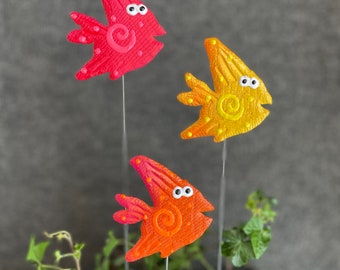 Angel Fish Garden Stakes, Garden Stakes,Potted plants, Great Gift,Lawn decor,Outdoor garden Stake,Garden Decor Garden Decor,Fish Garden Art