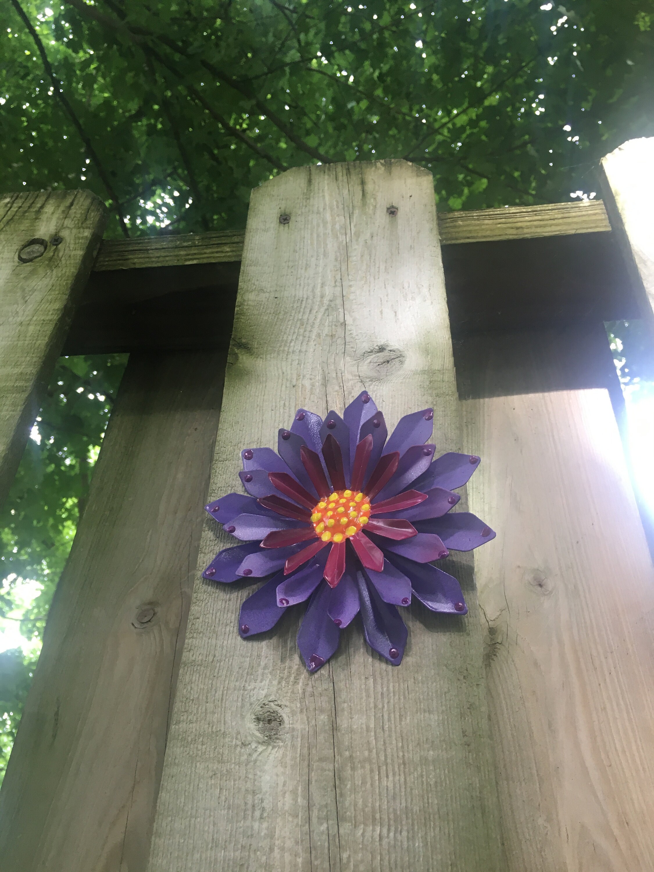 Metal Flower,Purple Fence Flower,Fence Decoration,Patio DecorYard art