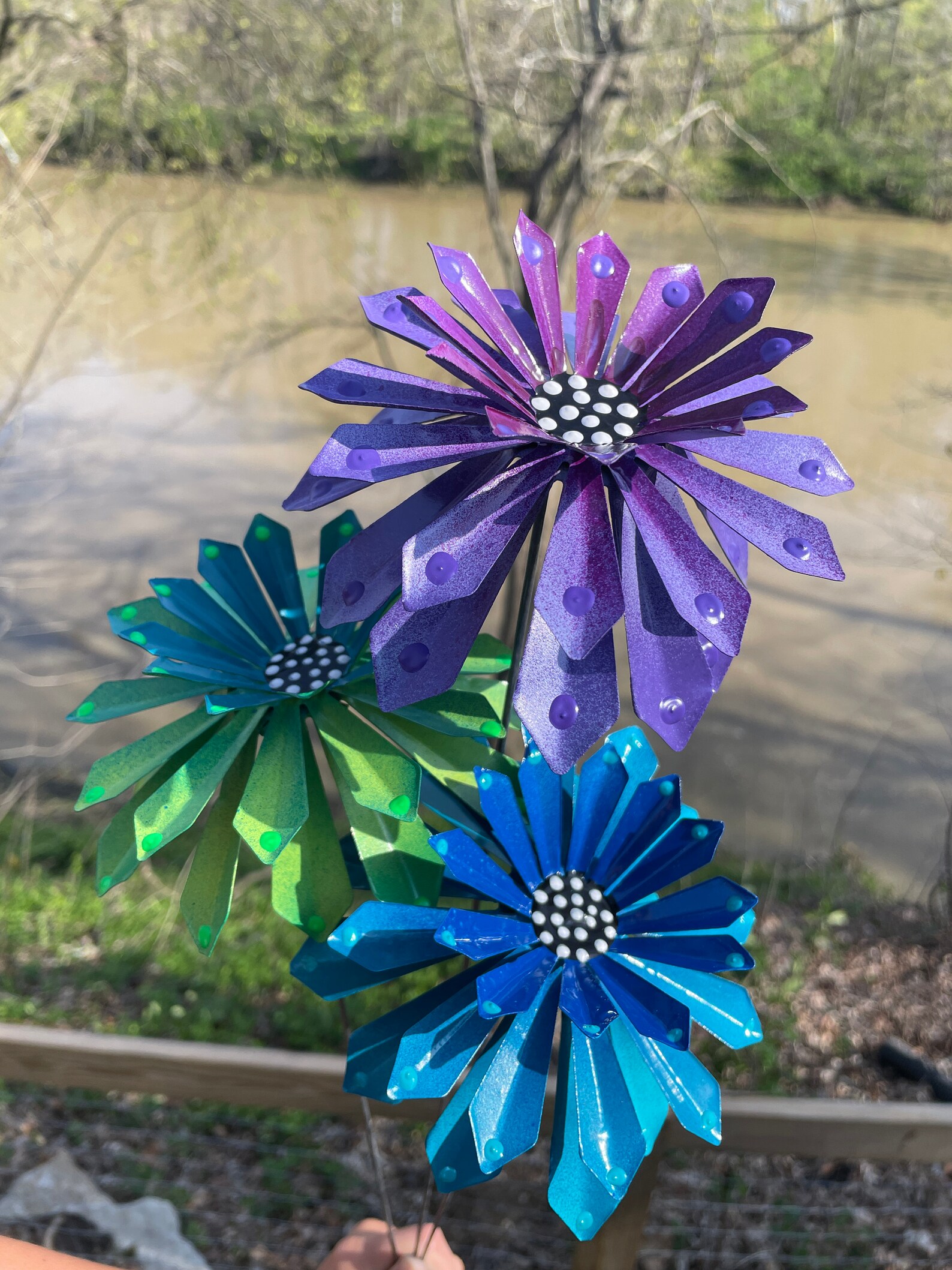 Flower Garden Stakesset of Seven Metal Garden Stakes Yard Etsy