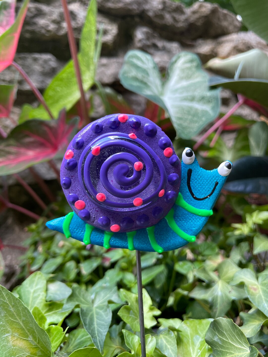 Blue Snail Garden Stake for Plants,snail Art Decor,fairy Gardensnail