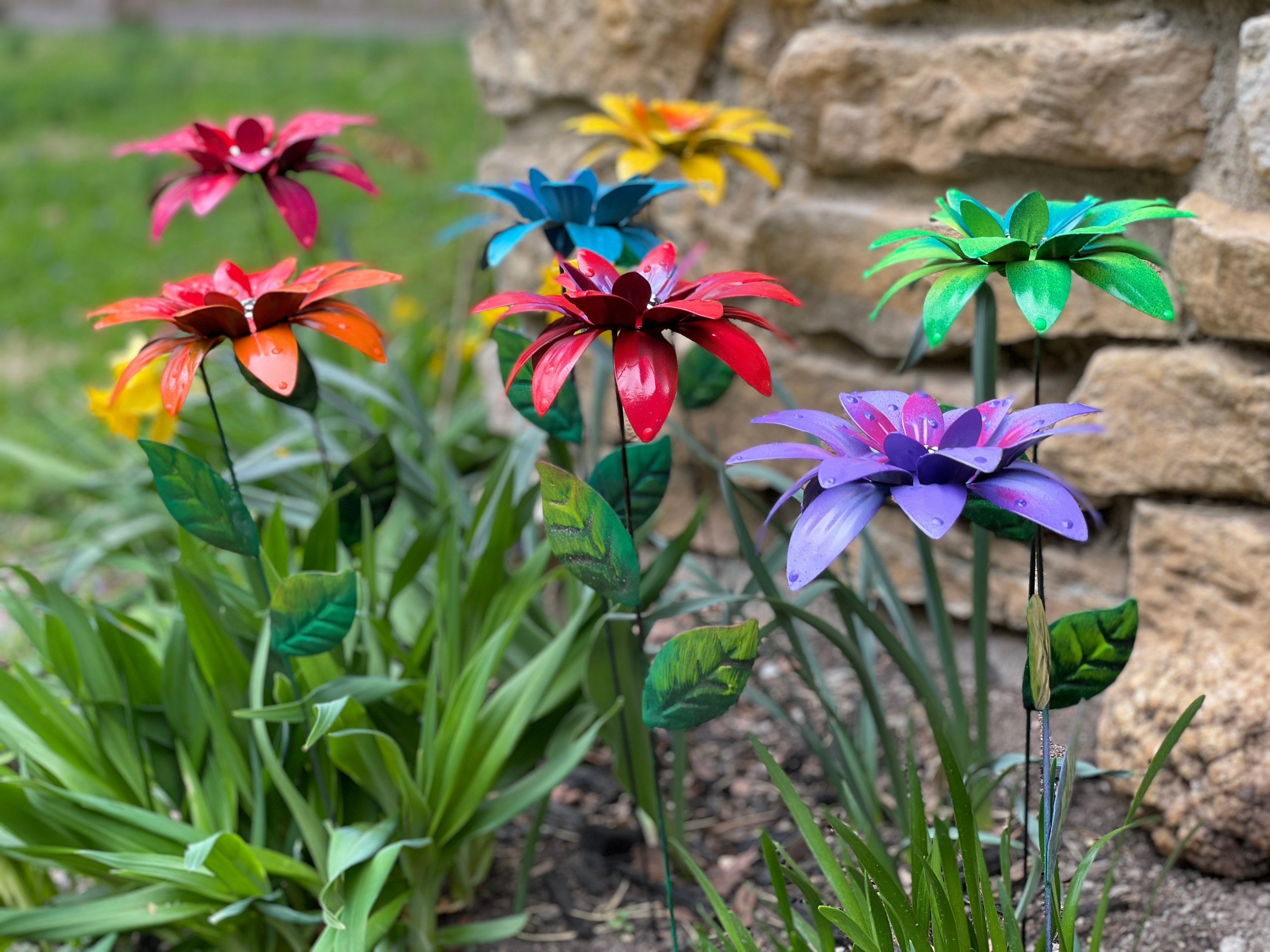 Metal Daylily Flower Garden Stakesyard Decoration Metal Art Etsy
