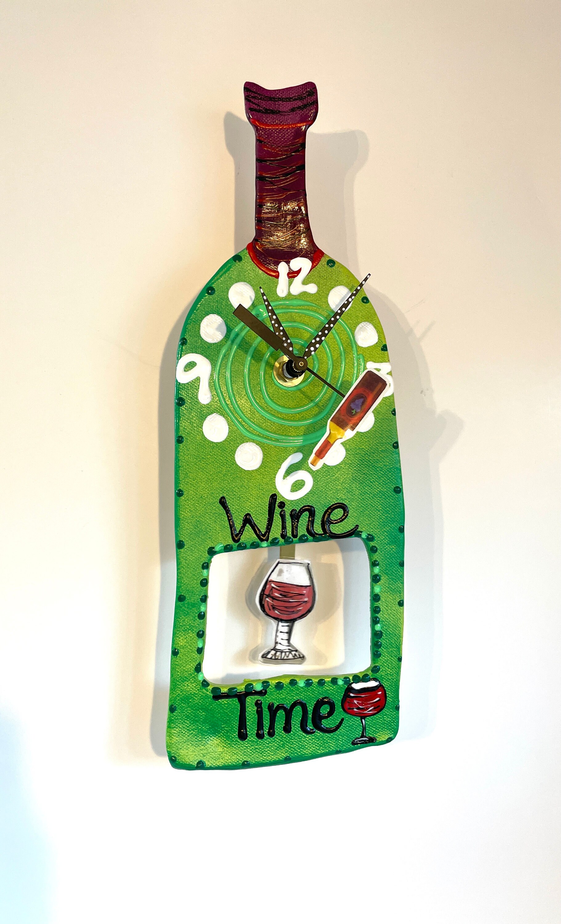 Wine Bottle Wall Clock with Pendulum,Wine Time Clock,Wine Bottle Clock