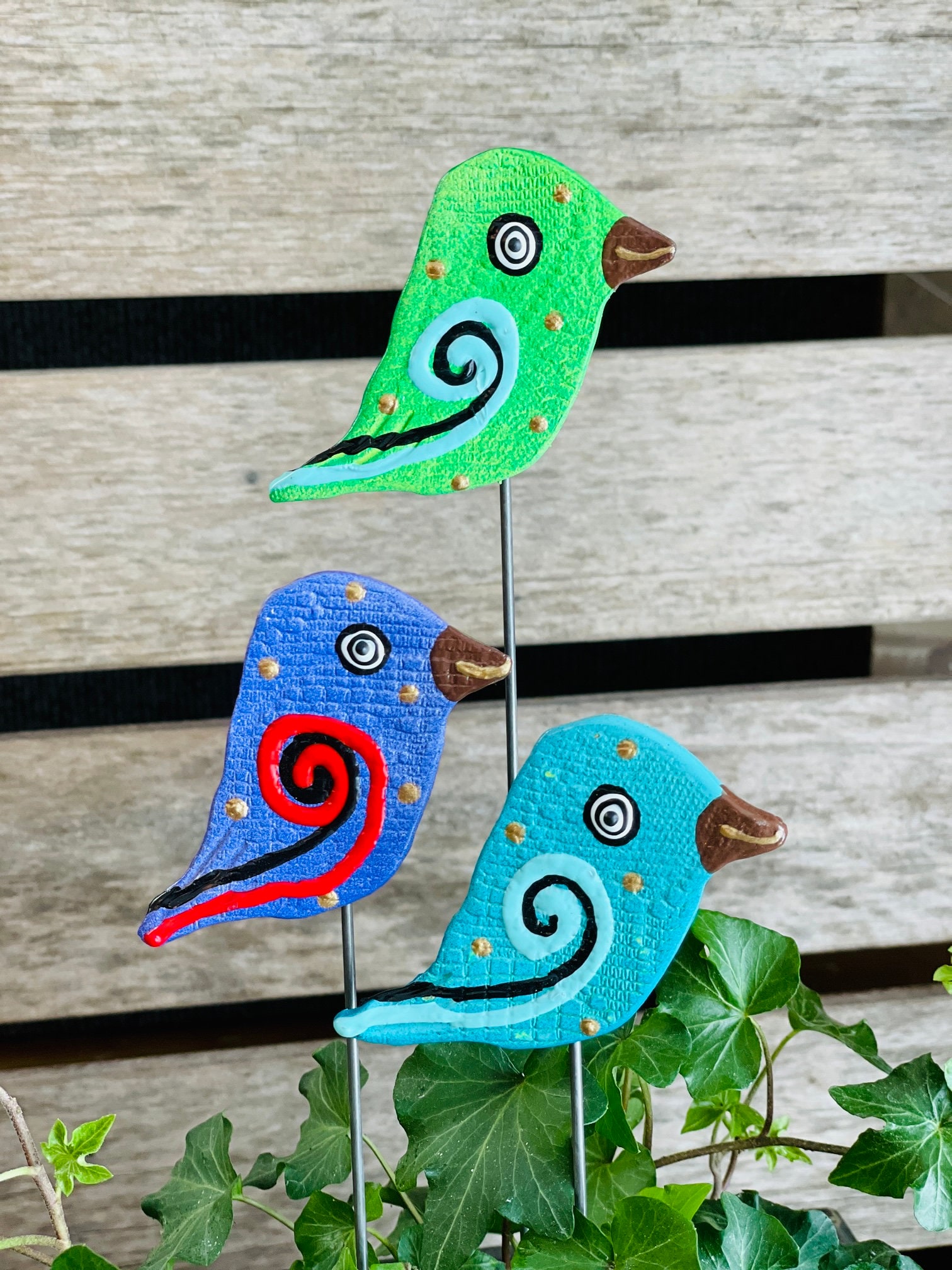 Yard Art Bird Garden Stakes,Bird Garden Art,Potted plants, Great Gift