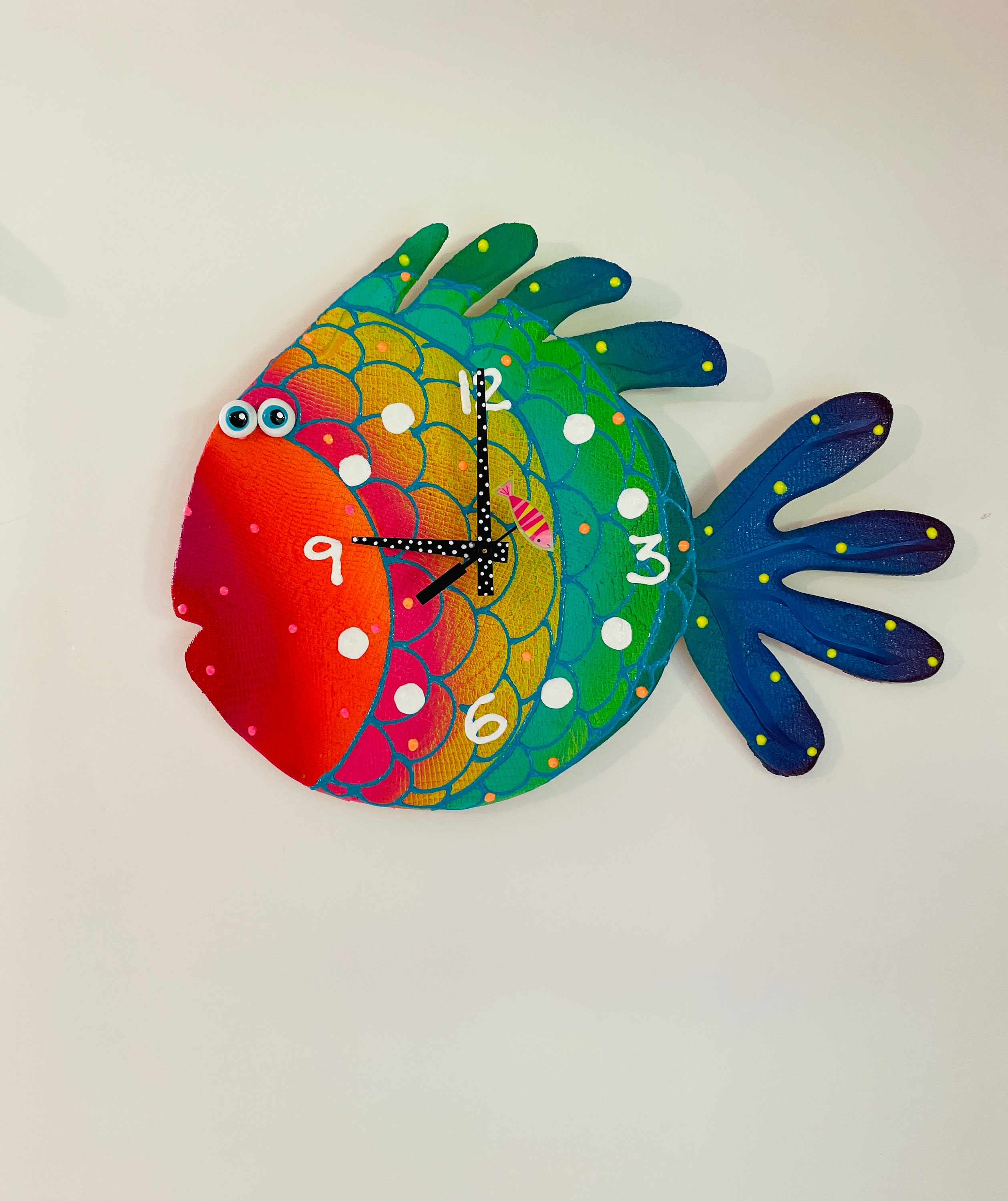 Fish Clock, Blowfish Clock, Unique wall Clock,Under the Sea, Ocean, Under water fish room decor