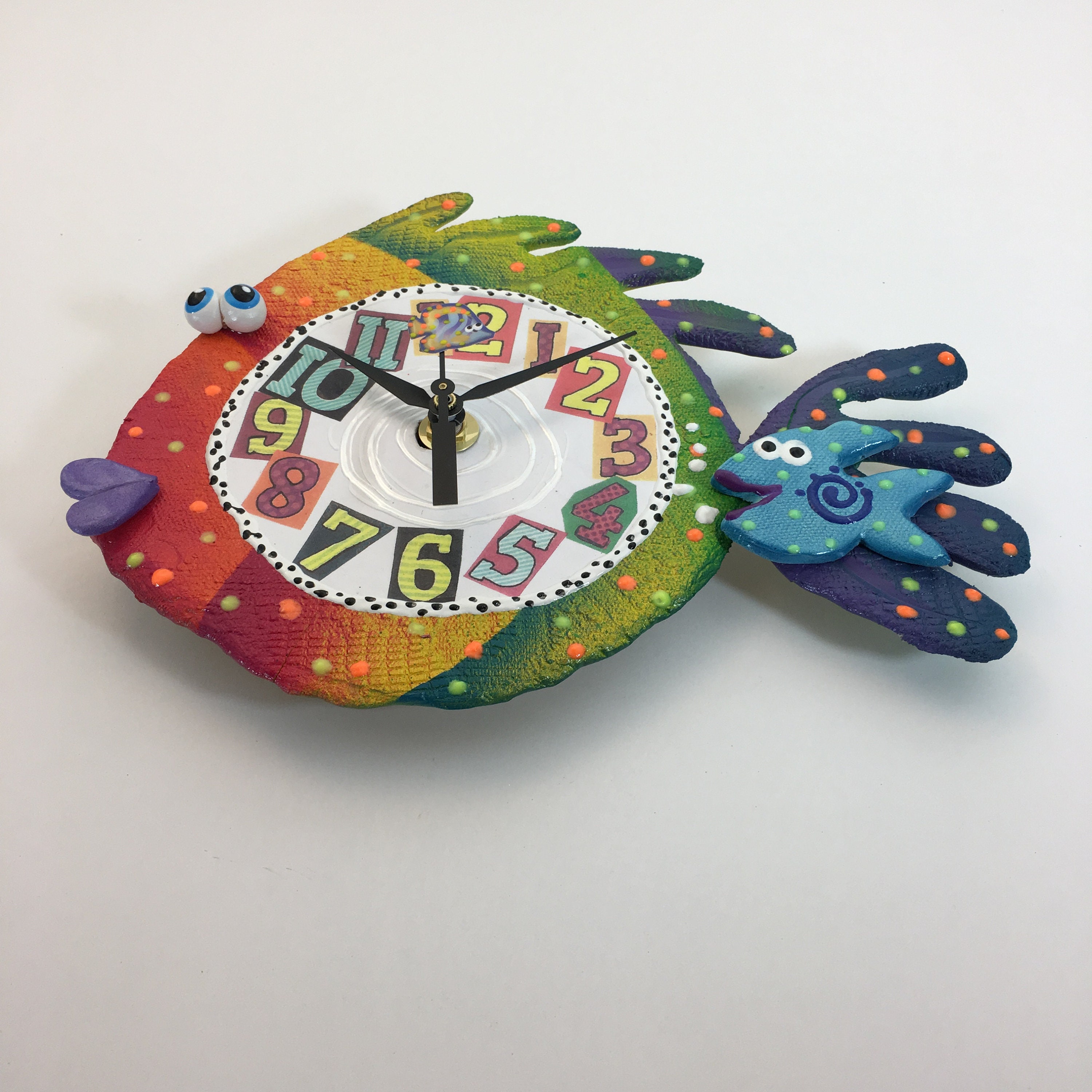 Kids Wall Clock ,Nursery Wall Clock,Ocean, Under the sea,Aquarium ,Clay