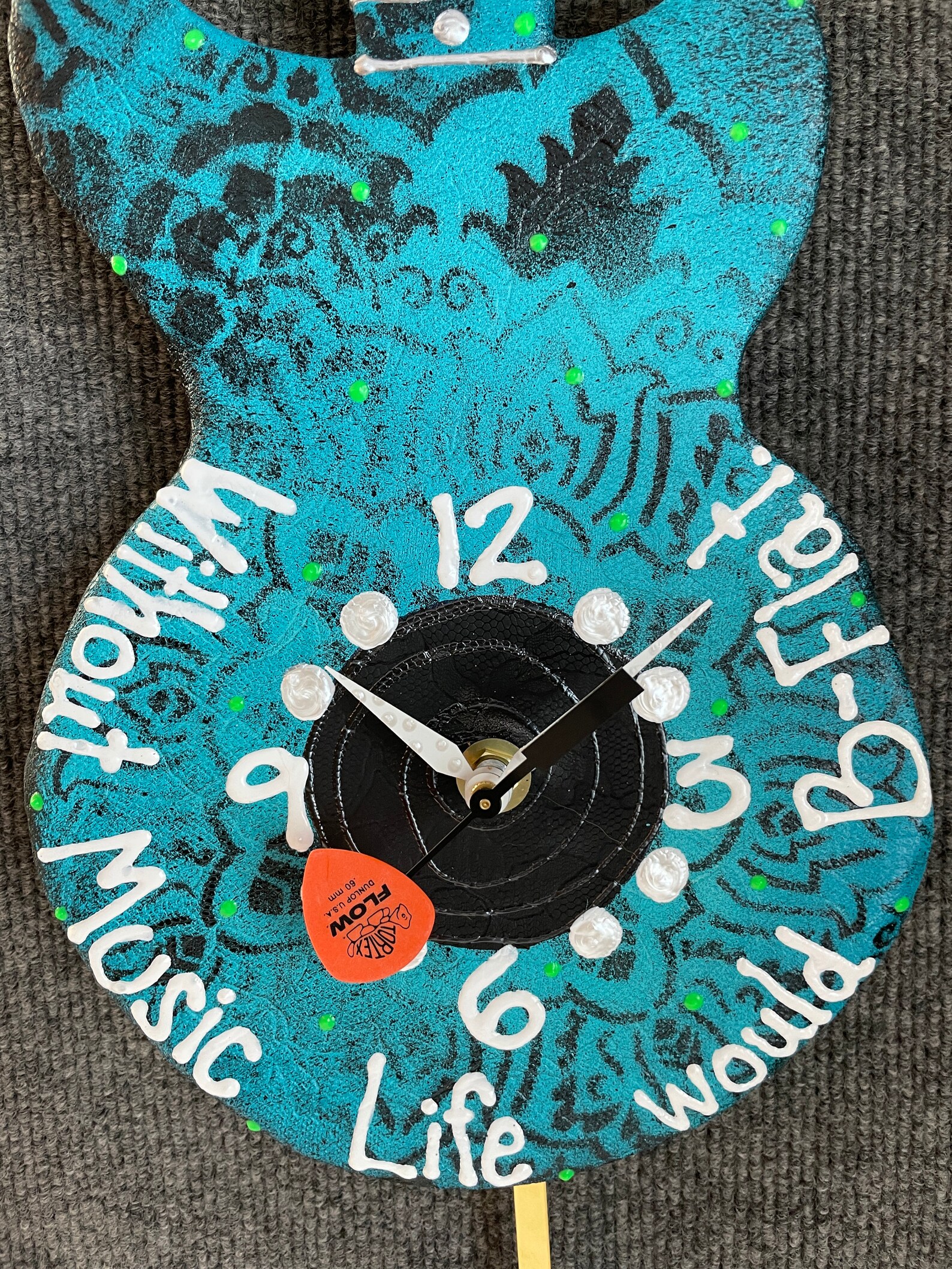 Pendulum Wall Clock GUITAR Wall Clock Hey Music Thanks for Etsy