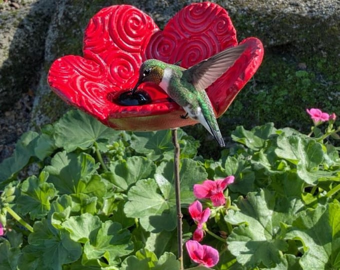 Featured listing image: Hummingbird Feeder,Flower Hummingbird Lover Garden stake Butterfly Puddler,Garden Art,Gift For Her,Insect Drinking Cups Housewarming Gift