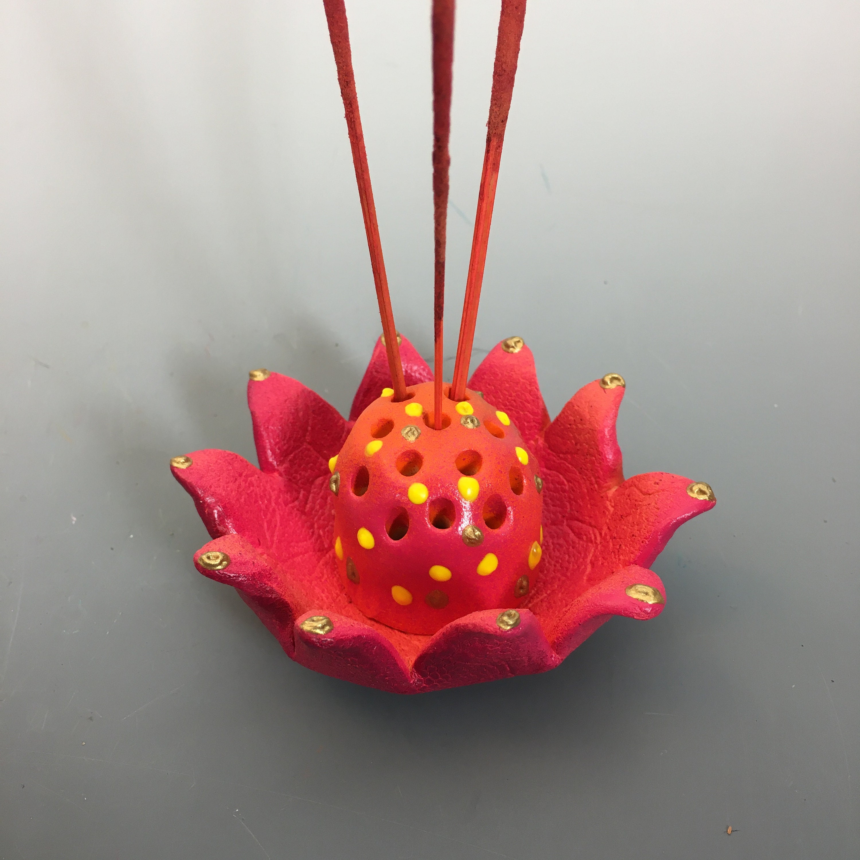 Handmade Flower Clay Incense Holder,Unique Gift Idea,Handmade Ceramic