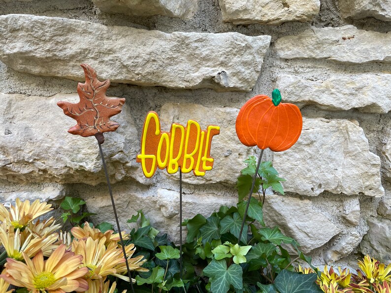 Fall Decor Thanksgiving Set of 3 Garden Stakes Fall Decoration Outdoor Fall and Thanksgiving Decoration Outdoor Fall Pumpkin Autumn Decor image 5