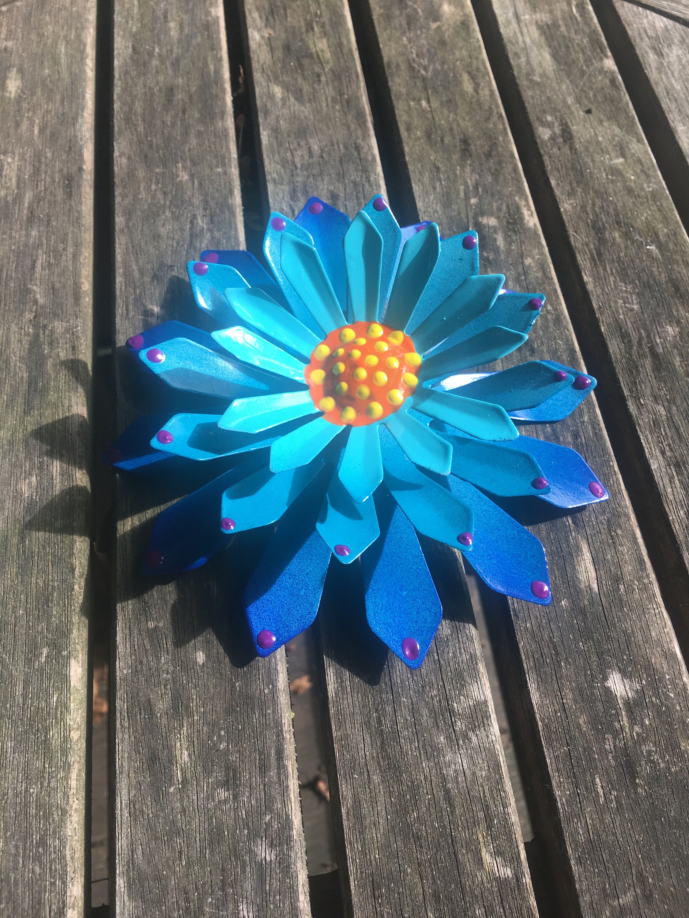 Metal Flower,Blue Fence Flower,Fence Decoration,Patio ...