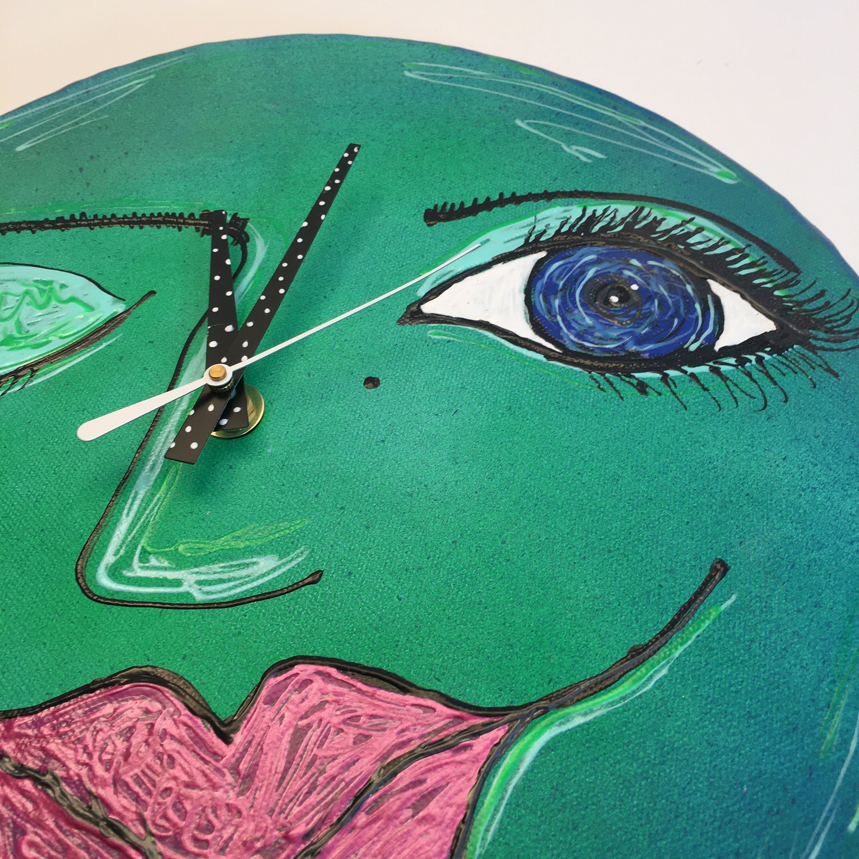 Face Clock,Modern Wall Clock, Ceramic Face Clock, Unique Clock