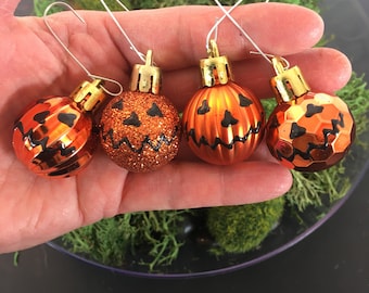 4 Halloween Pumpkin Ornaments ,Spooky Home Decor, Pumpkin Ornaments,Halloween Ornaments for Tree, Halloween Tree Decor, Halloween Gift