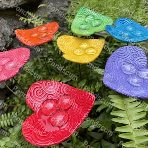 Heart Bee Watering Station – Ceramic Heart Butterfly Bath Garden Stake – Pollinator Safe Water Feeder