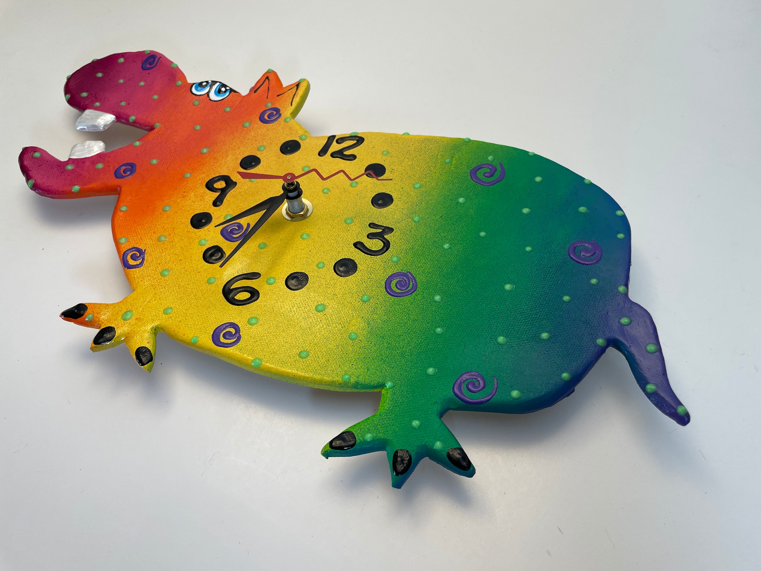 Hippo Wall Clock Kid's Wall Clock Unique Clock Hippopotamus Animal Wall