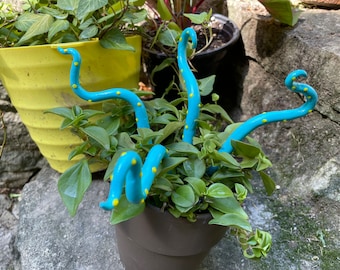 Tentacle Plant Art Teal Blue Octopus Tentacle Stakes Octopus Decor Tentacle Art  Octopus Indoor/Outdoor Potted Plant Decoration Plant Stakes