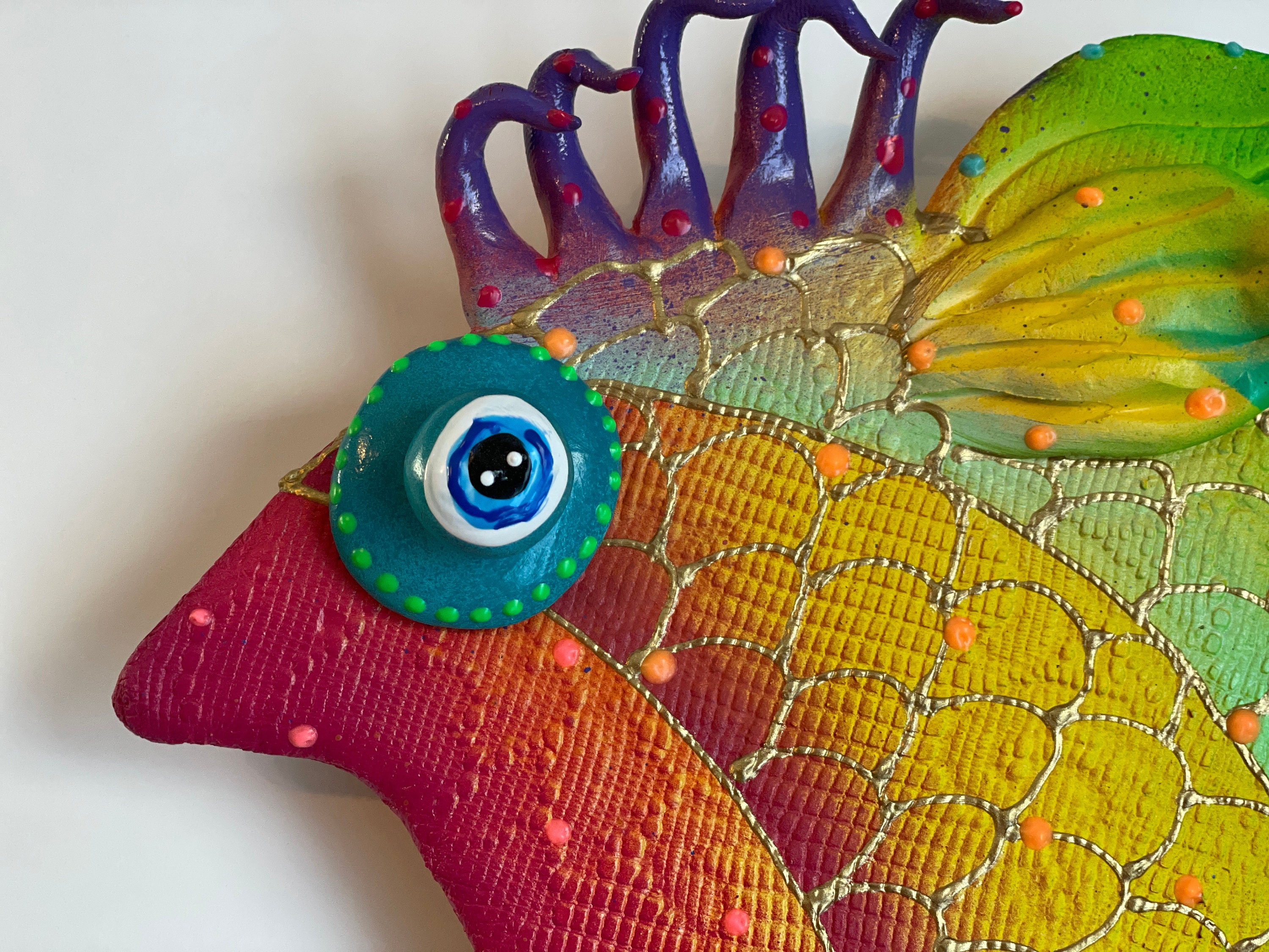 AnglerFish Wall Hanging Fish Wall Sculpture Beach House Decor Fish Art