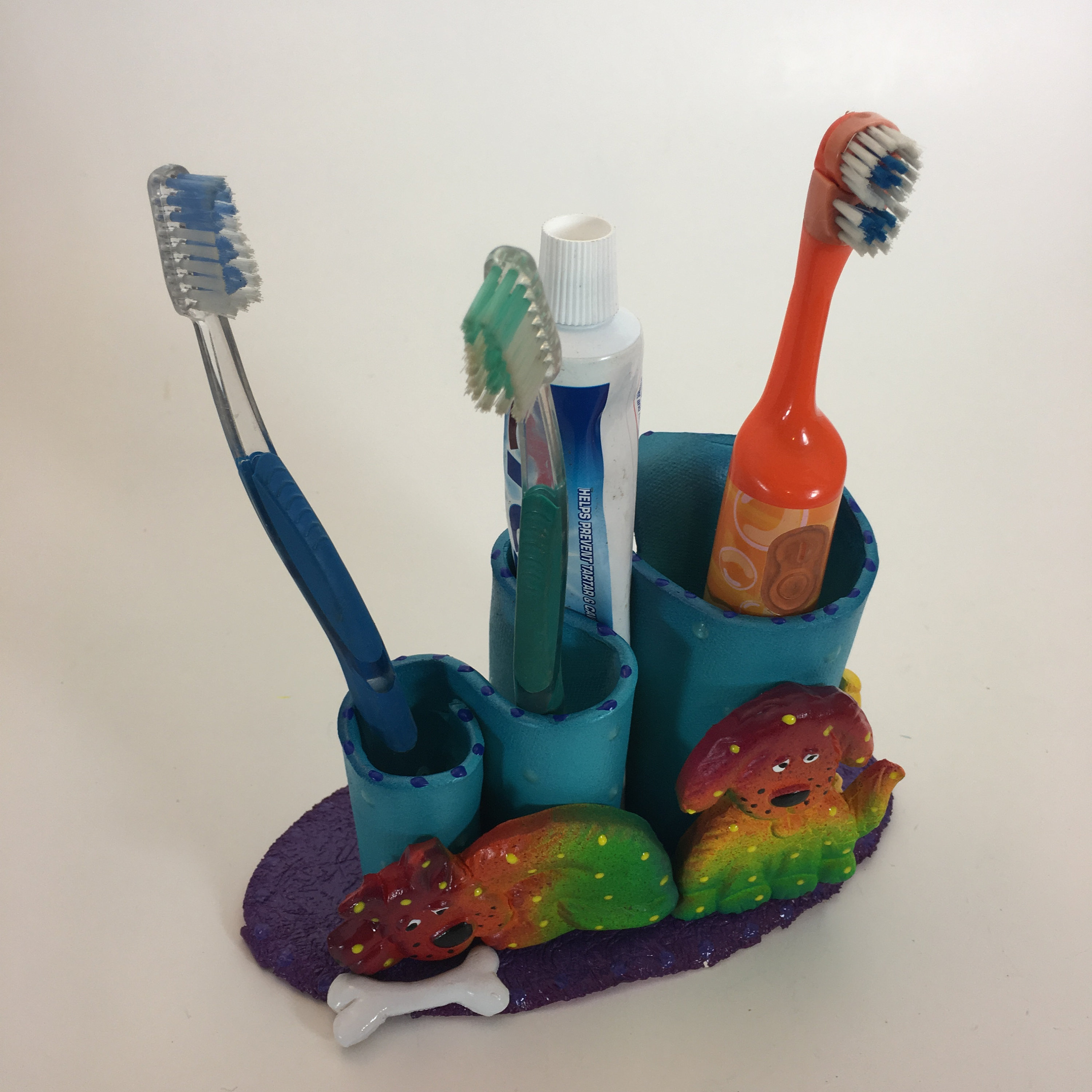 Ceramic toothbrush holder, bathroom Dog Caddy holder, Dogs, Cute Puppy