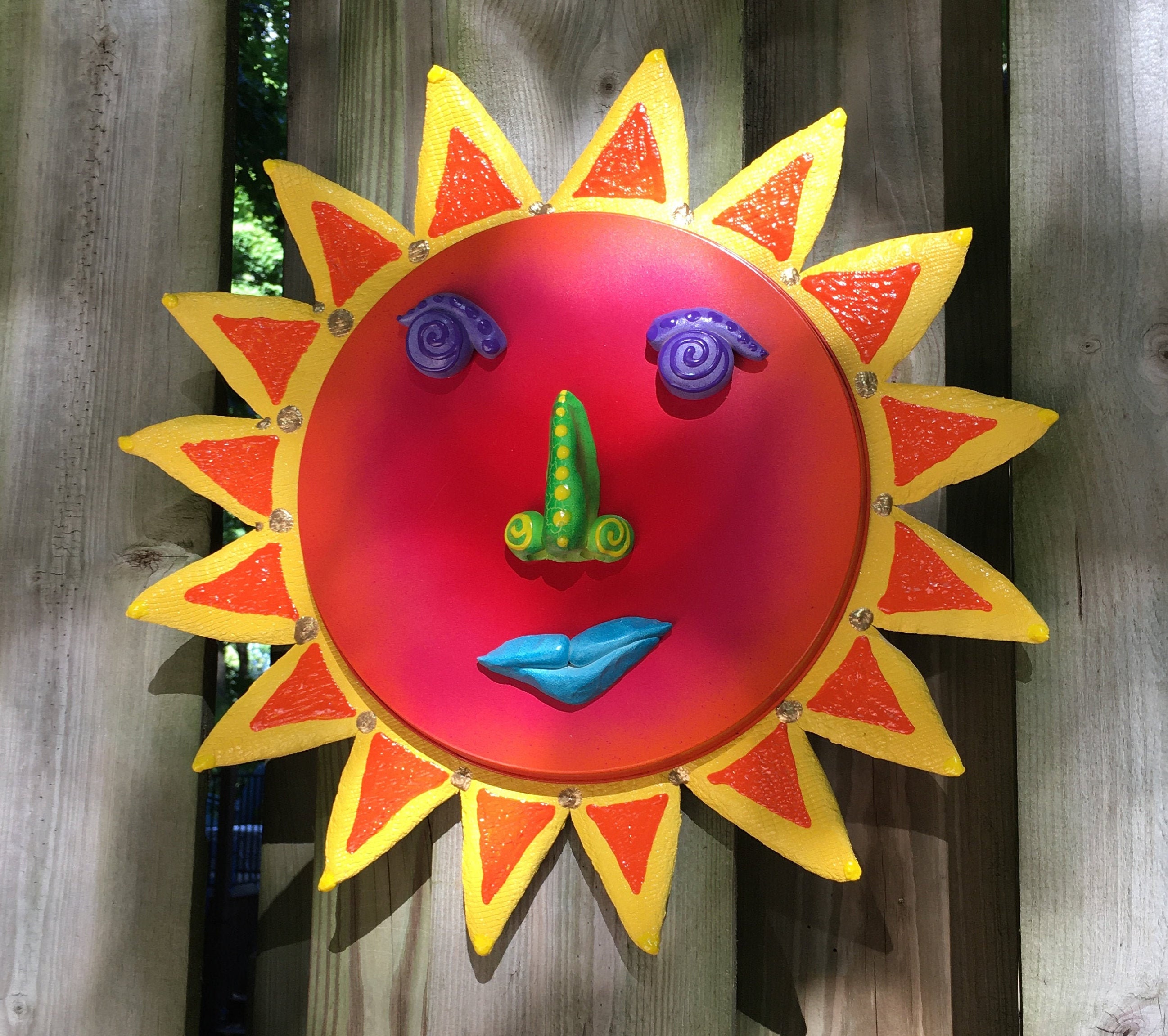 Sun FaceWhimsical Sun Fence Decoration,Patio DecorYard artSun Art