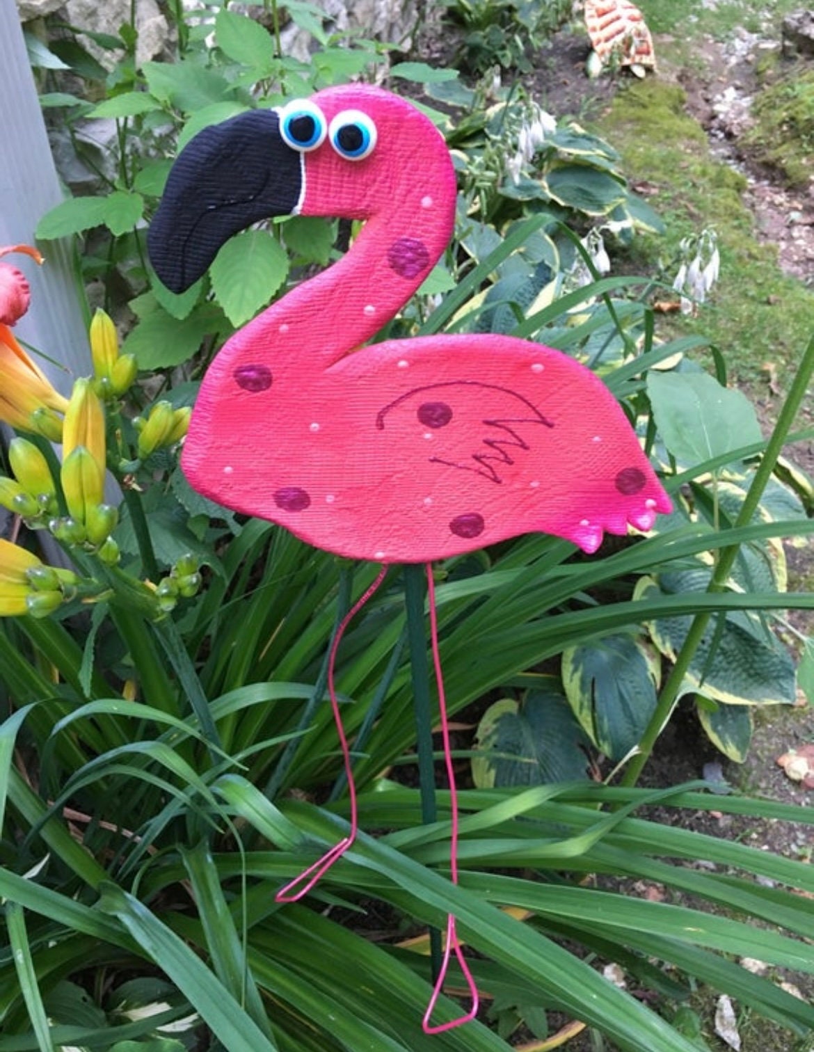 Pink Flamingo Garden Stake,Pink Flamingo,Fairy Garden,Yard Art, Great