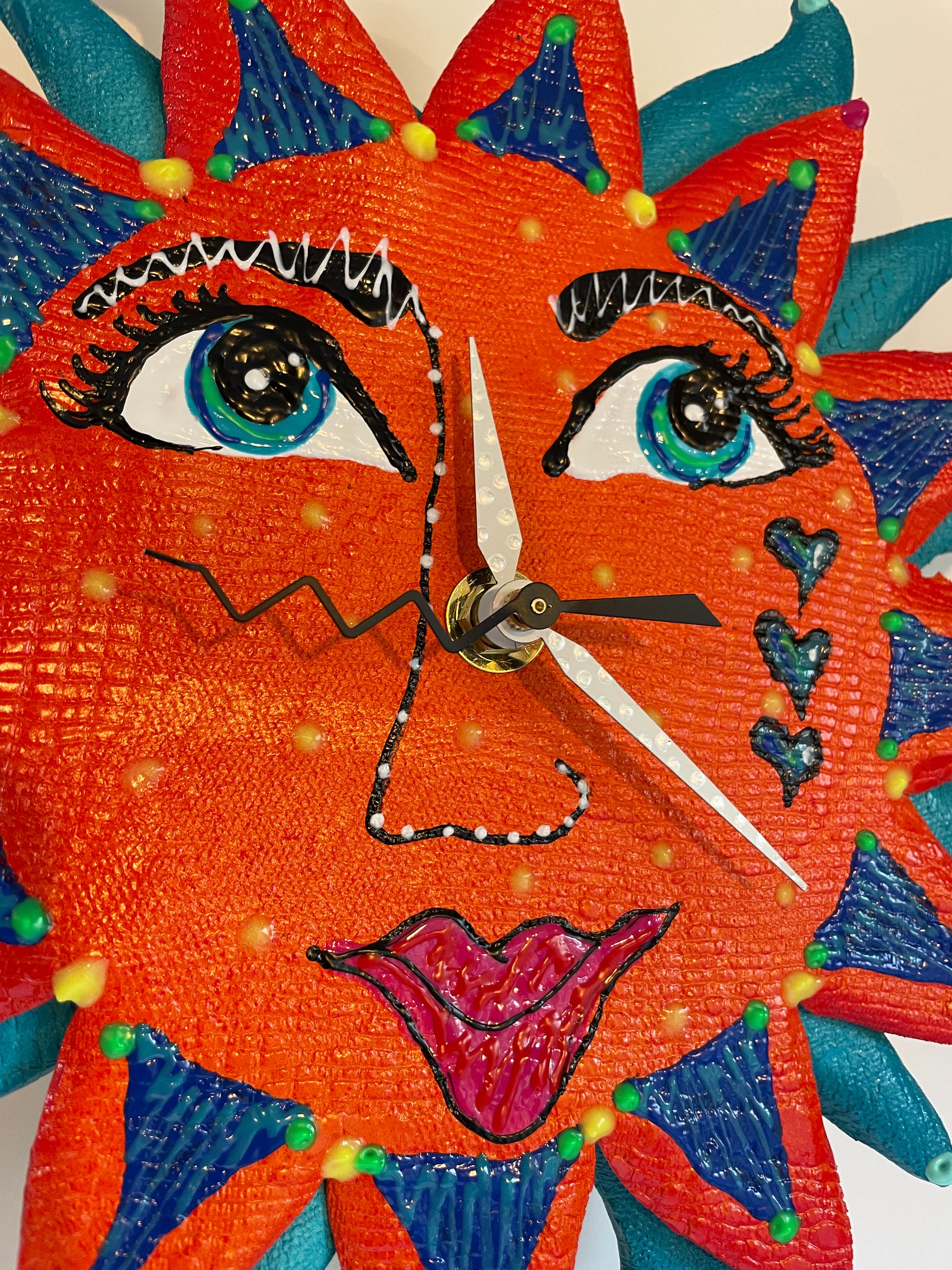 Here Comes The Sun Clock, Wall Clock with Pendulum,Whimsical Sunshine