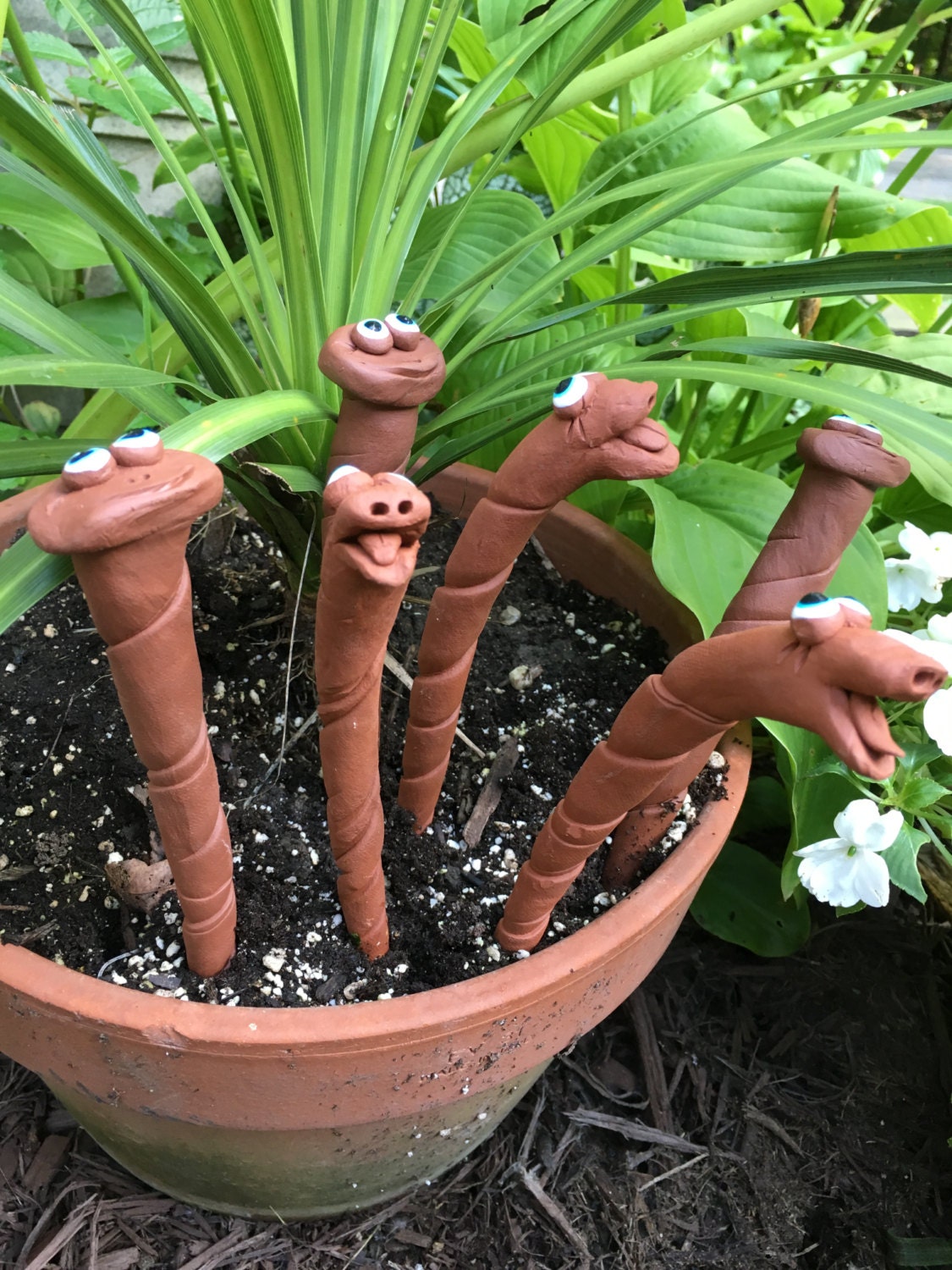 Ceramic Worm for your Garden or planters8'' Garden Etsy