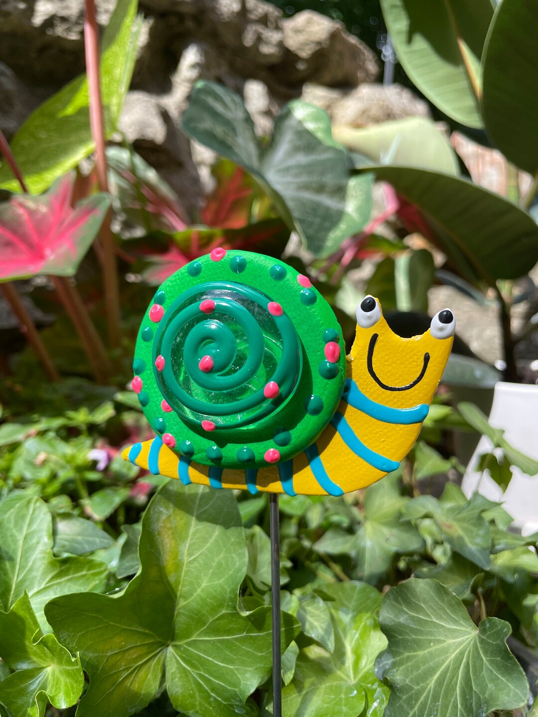 Yellow Snail Garden Stake for Plants,snail Art Decor,fairy Gardensnail