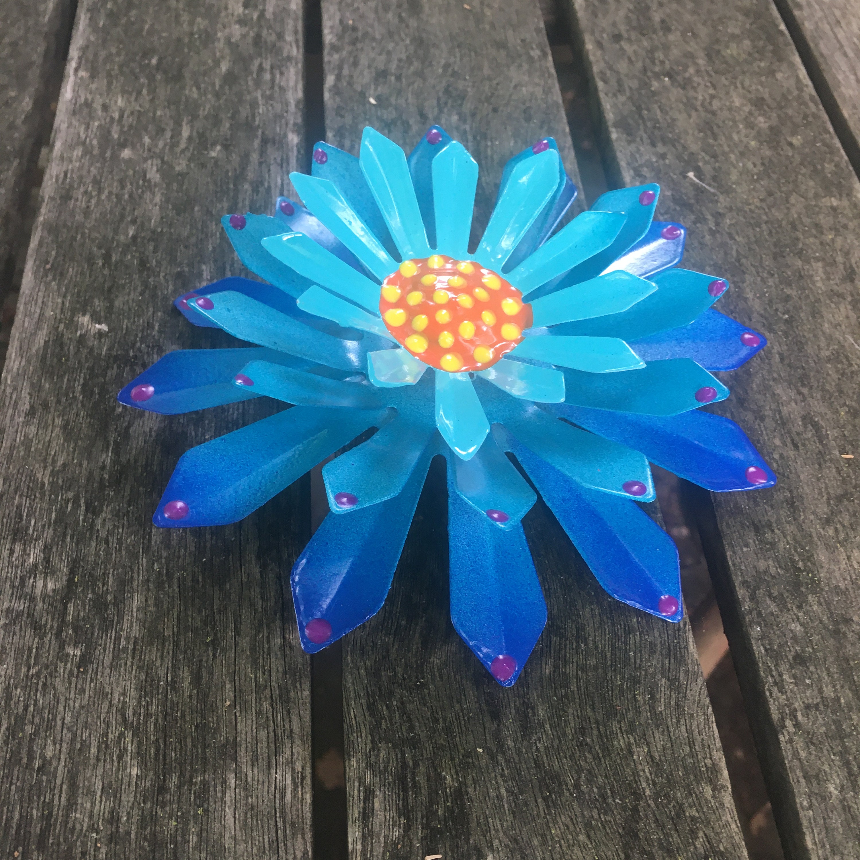 Metal Flower,Blue Fence Flower,Fence Decoration,Patio ...