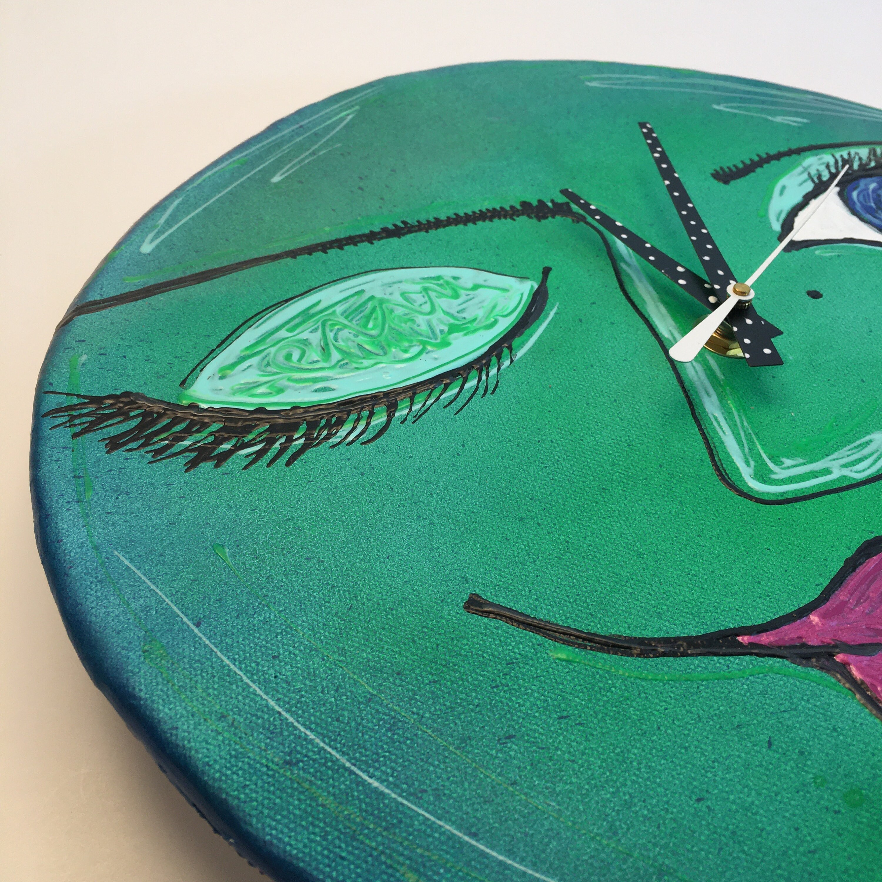 Face Clock,Modern Wall Clock, Ceramic Face Clock, Unique Clock