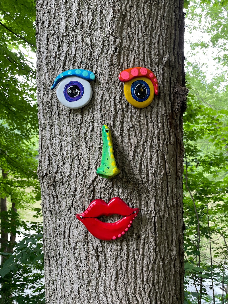 Tree FaceTree Decoration Gift Ideas,Garden Art Outdoor Decor Yard Art ,Fence decor,Tree Face for on Trees, Mother's Day Gift For Her image 1