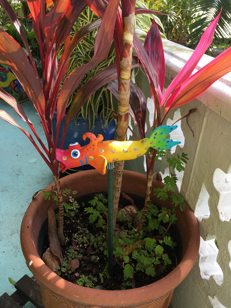Ceramic Fish Garden Stake Ceramic Funky Fish Garden Etsy