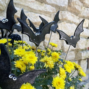Clay Bats  Halloween Bats Garden Stakes Yard Decor Halloween Decor Halloween Flying Bat Decor Potted Plant Decor Fall Home Accents Black Bat