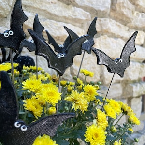 Clay Bats  Halloween Bats Garden Stakes Yard Decor Halloween Decor Halloween Flying Bat Decor Potted Plant Decor Fall Home Accents Black Bat