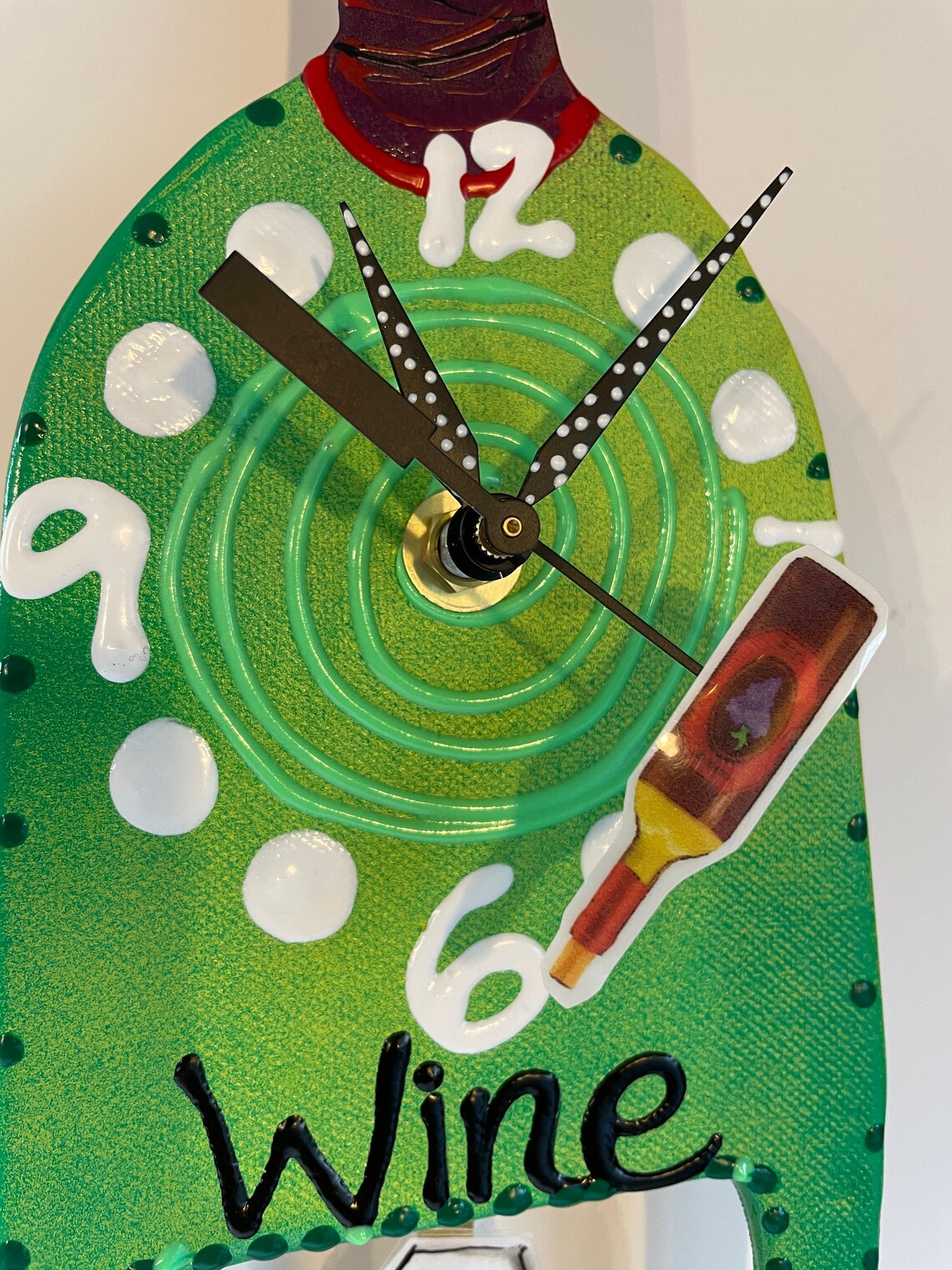 Wine Bottle Wall Clock With Pendulumwine Time Clockwine Etsy