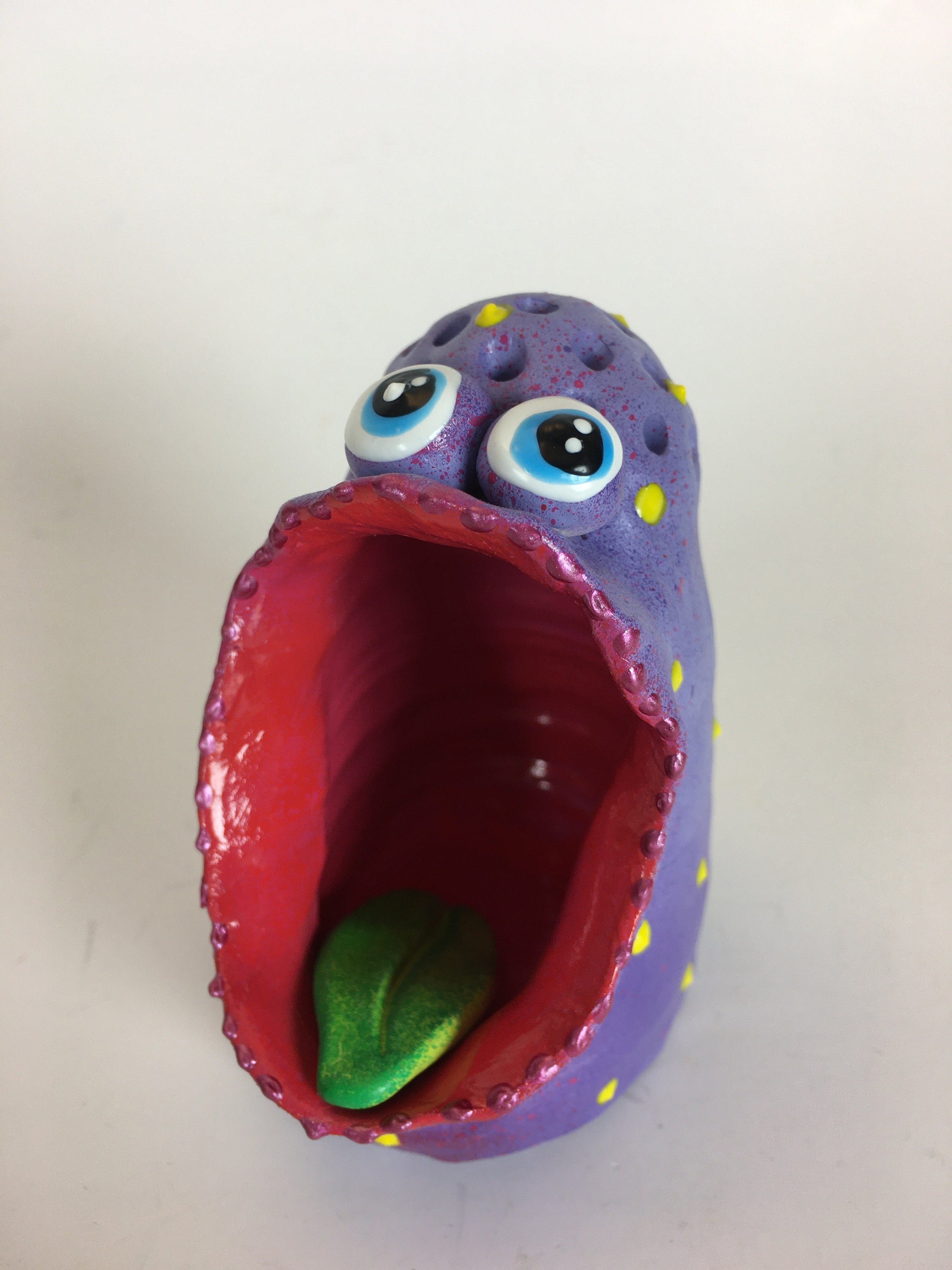 Toothpick Holder, Hand made Ceramic Alien Head toothpick holder, Home