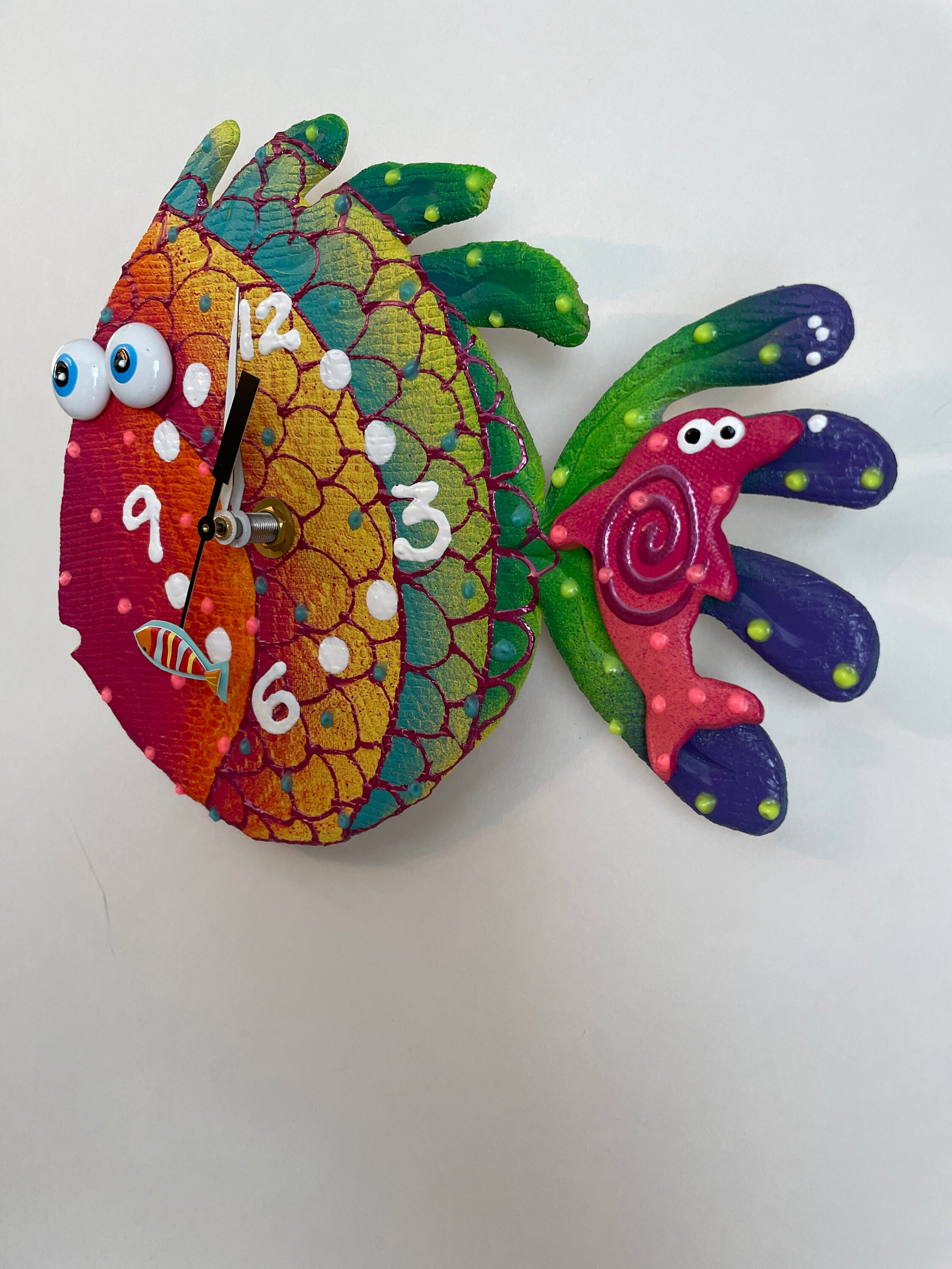 Fish Wall Clock Blowfish Clock, Unique wall Clock,Under the Sea Beach
