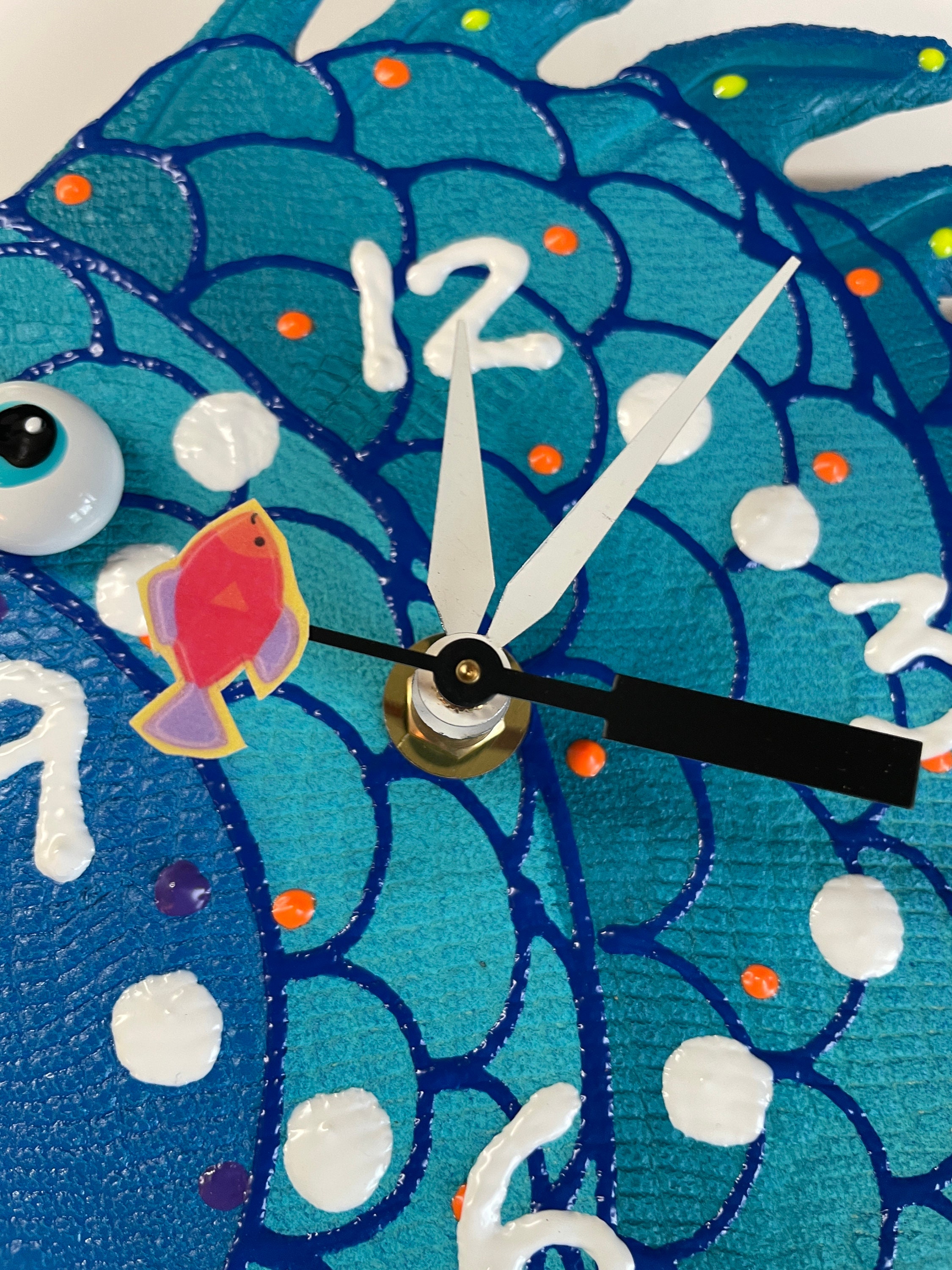 Blue BlowFish Wall Clock ,Nursery Wall Clock,Ocean, Under the sea