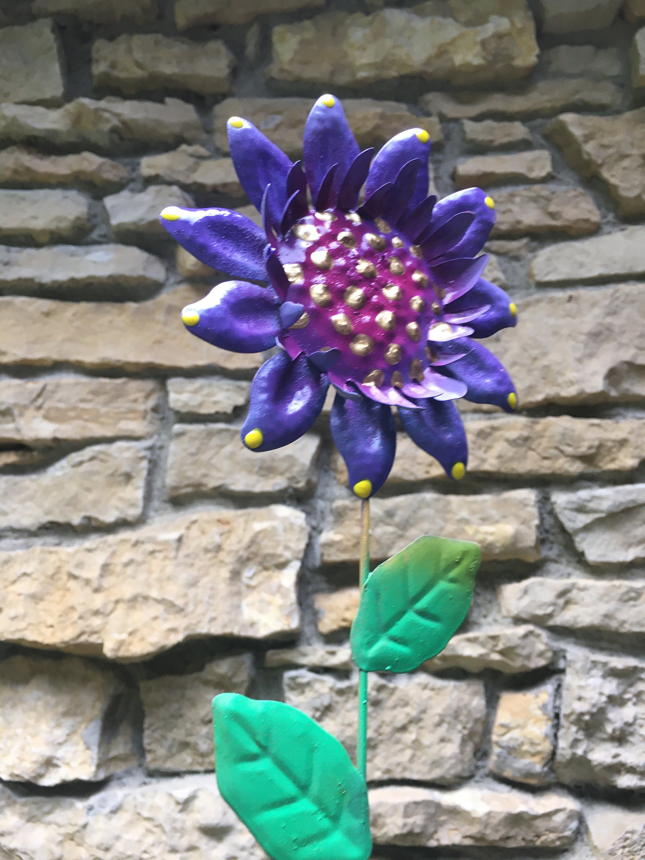 Set of 3 Flower Garden Stakes,Sunflower Metal Garden Stakes, Yard