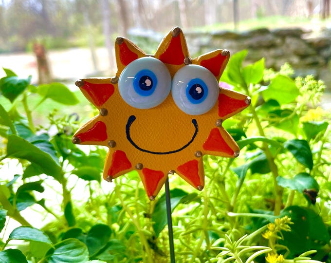 Featured listing image: Sun Face Garden Stake,Unique SunFace Garden Stake,Potted plants,Lawn decor,Outdoor garden Stake,Garden Decor,Sun Garden Sculpture