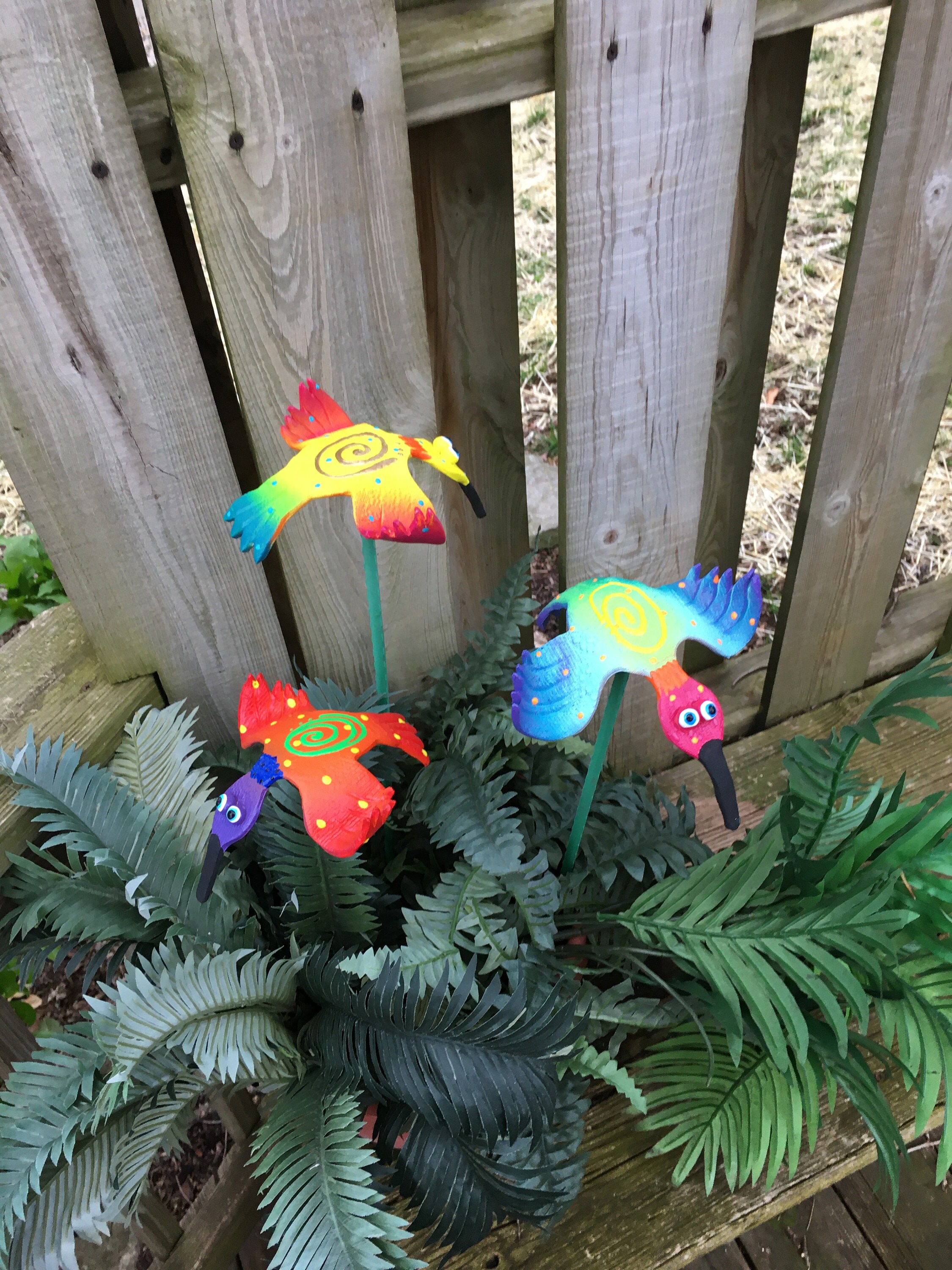 3 x Hummingbird,Garden Decor, Gifts For Gardeners, Garden Stakes