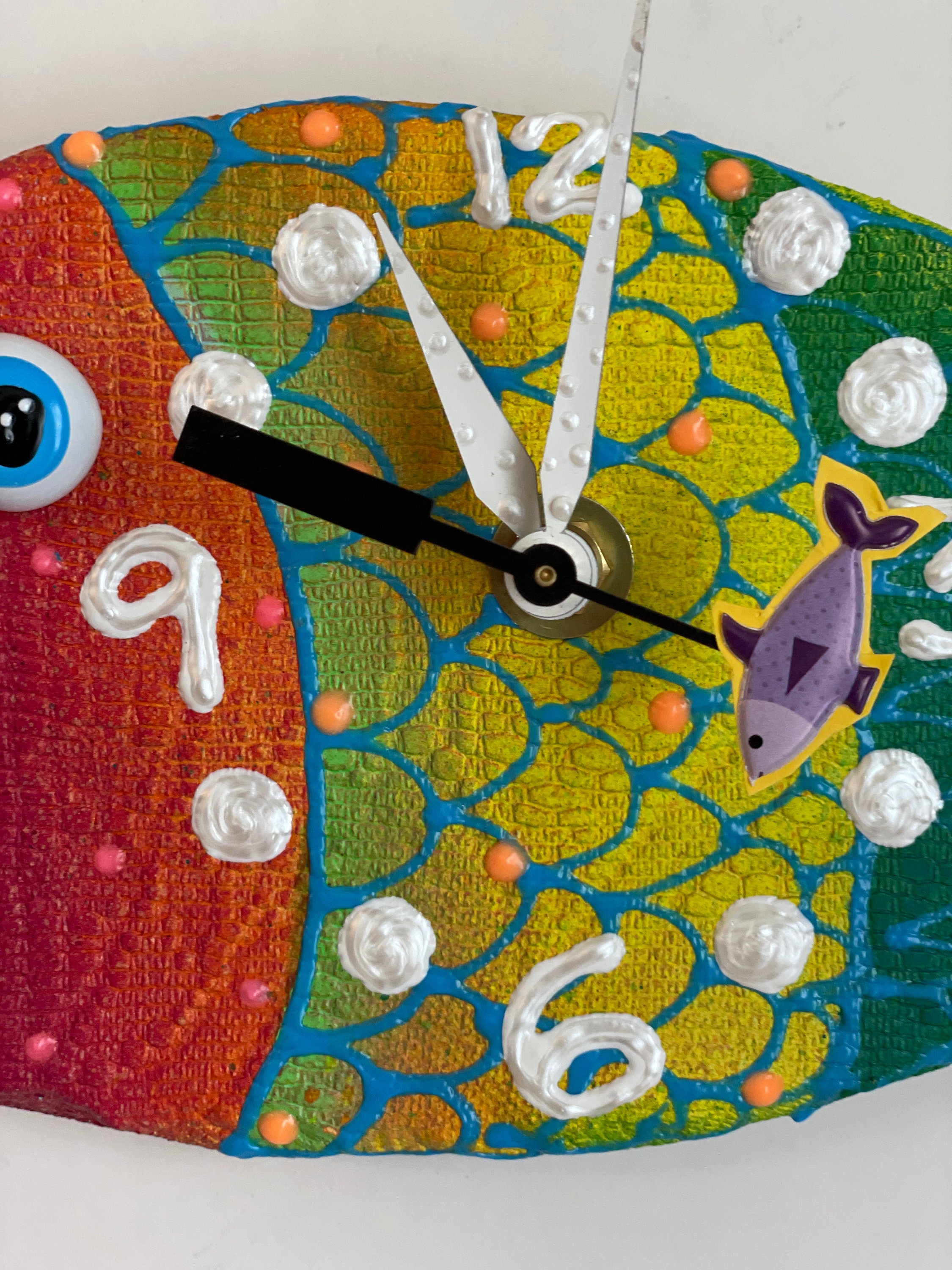 Rainbow Fish Wall Clock, Fish Clock,Nursery Clock ,Gift Clock,Tropical