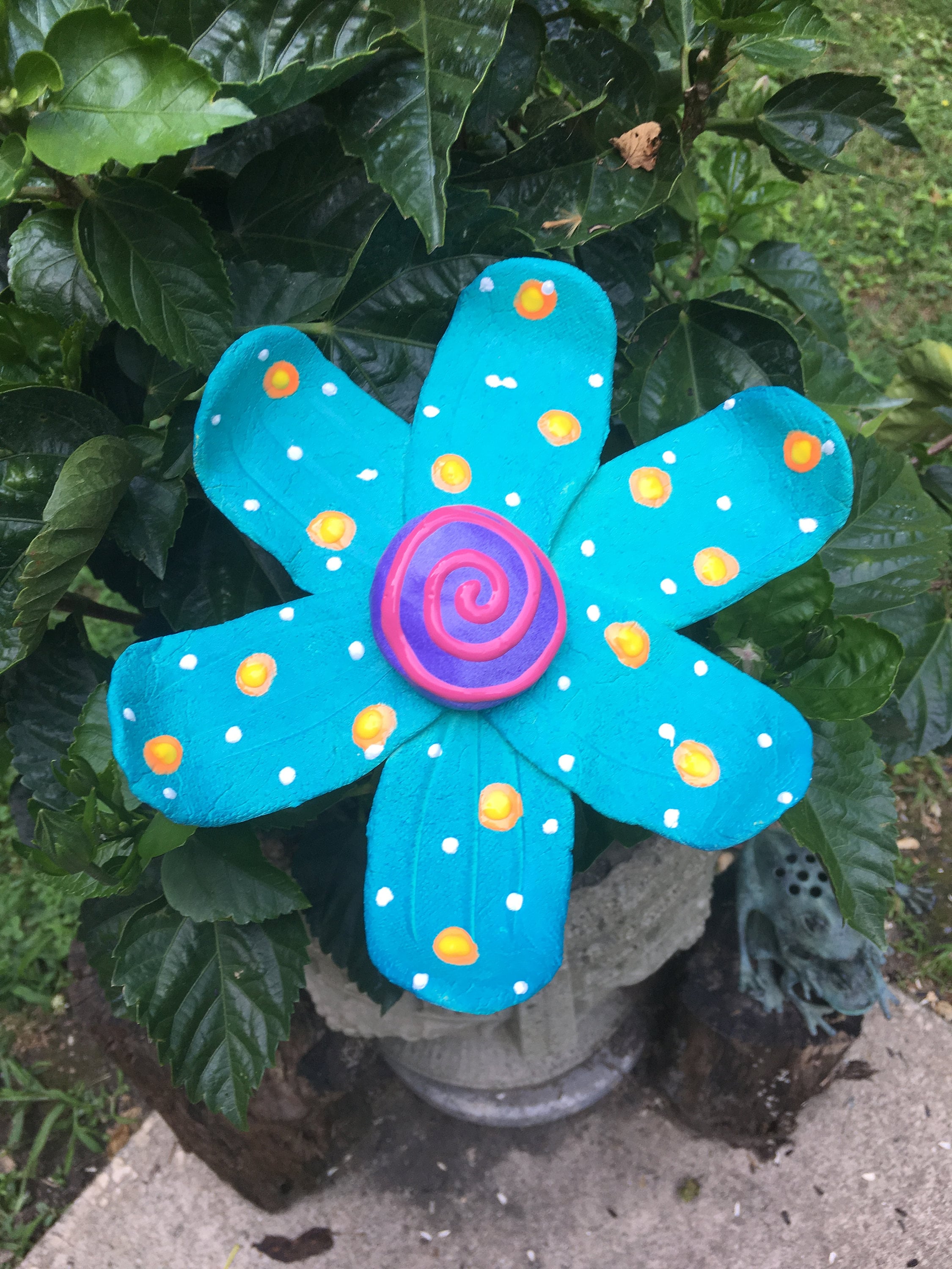 Ceramic Garden Art Flower, Garden Stakes,Lawn decor,Outdoor garden Stake,Garden Decor,Ceramic